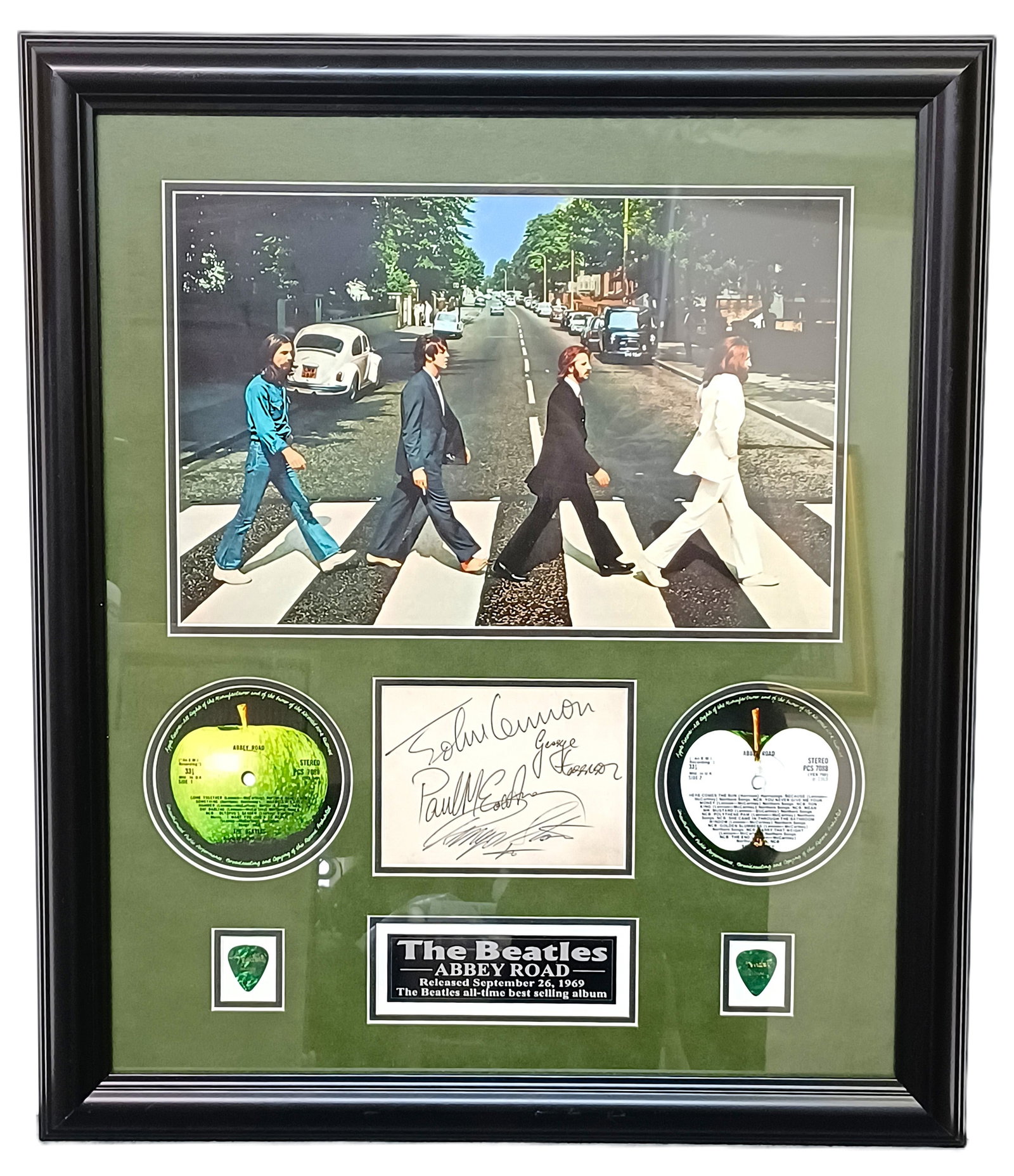 The Beatles Abbey Road Display Case w/ Autographs and Guitar Picks (1 of 5)