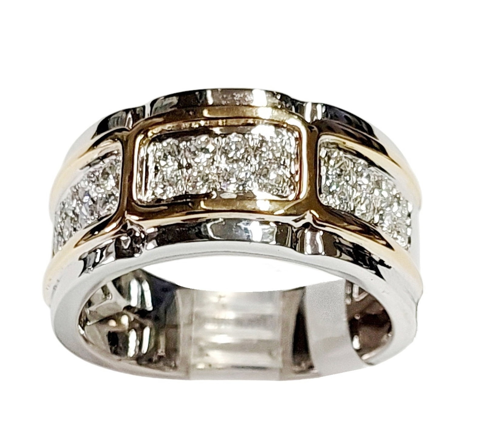 Designer 0.71ct Fine Diamond 14k White & Yellow Gold Aaron Gottlieb Wide Band Mens Ring w/ Appraisal (1 of 12)