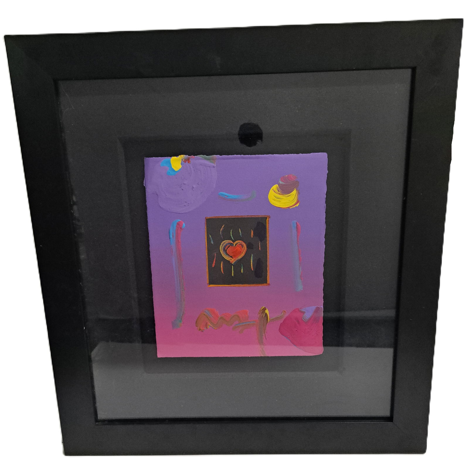 2005 Peter Max Original Acrylic on Canvas Board Heart Painting Signed and Annotated w/ Drawi (1 of 3)
