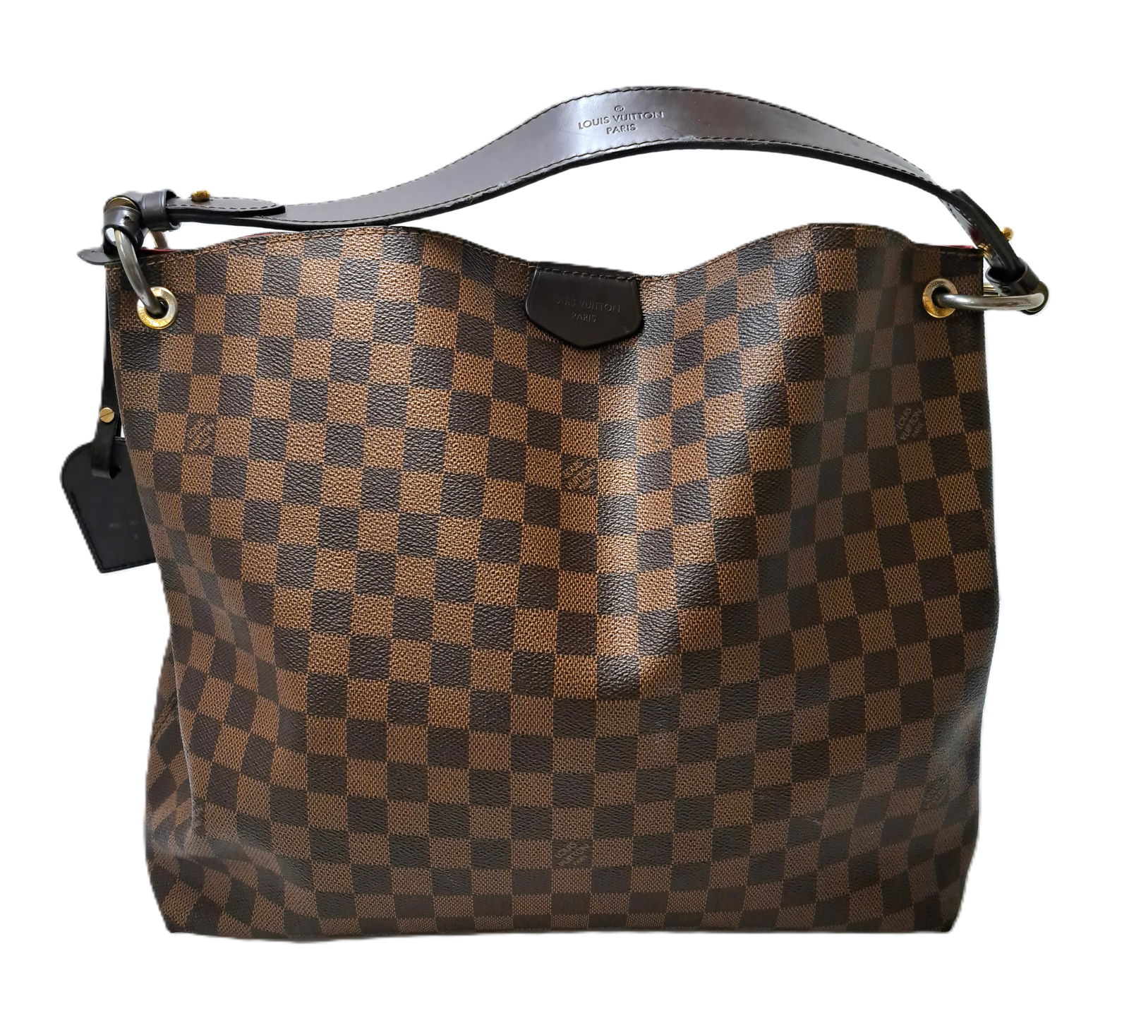 Louis Vuitton Damier Ebene Graceful MM Hobo Bag Coated Canvas Natural Leather Detailing: Described By:Sam / CNX 0411 1276 Title:Louis Vuitton Damier Ebene Graceful MM Hobo Bag Coated Canvas Natural Leather Detailing Description: Louis Vuitton Damier Ebene Graceful MM Hobo Bag Coated Canva