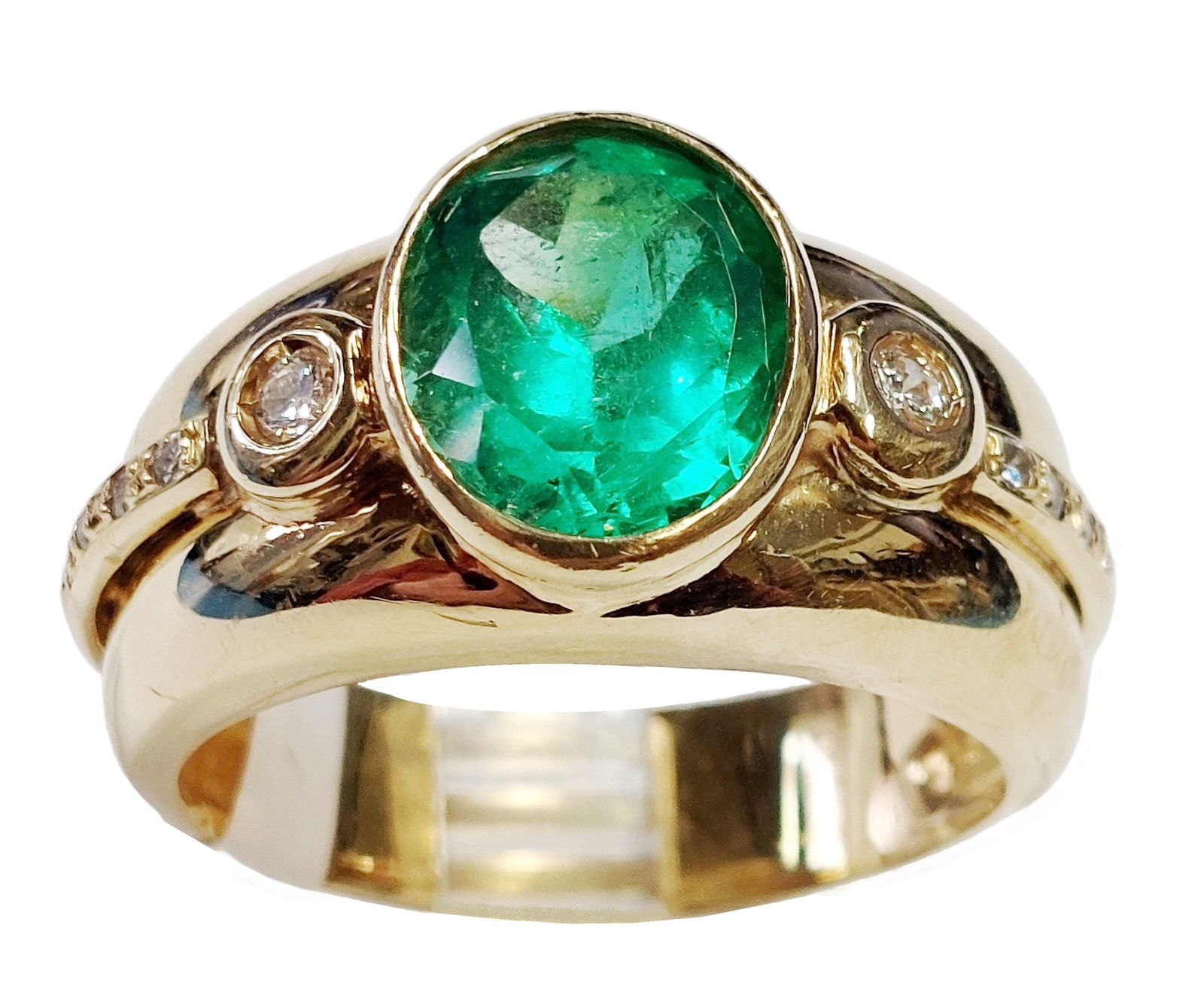 Approx 8ctw Fine Quality Natural Emerald Heavy 18k Gold Diamond Mens Vintage Ring: Details coming soon!