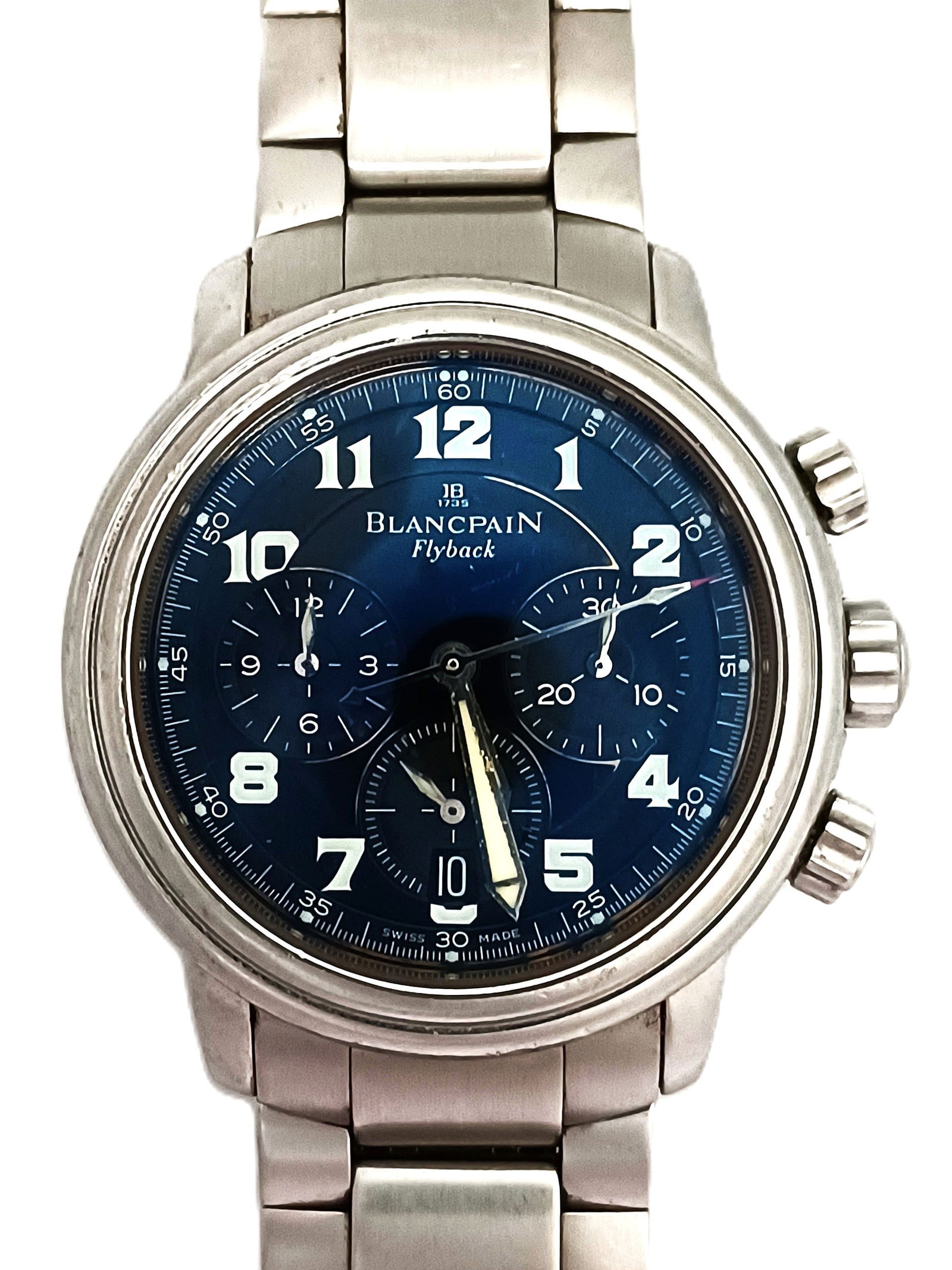 Scarce 38mm Montblanc Vintage Blancpain Flyback Chronograph No. 38420 w/ Papers: Described by:Rafe HFA NGDDD 69242 Title:Scarce 38mm Montblanc Vintage Blancpain Flyback Chronograph No. 38420 w/ Papers Description:Scarce 38mm Montblanc Vintage Chronograph start stop flyback beautif