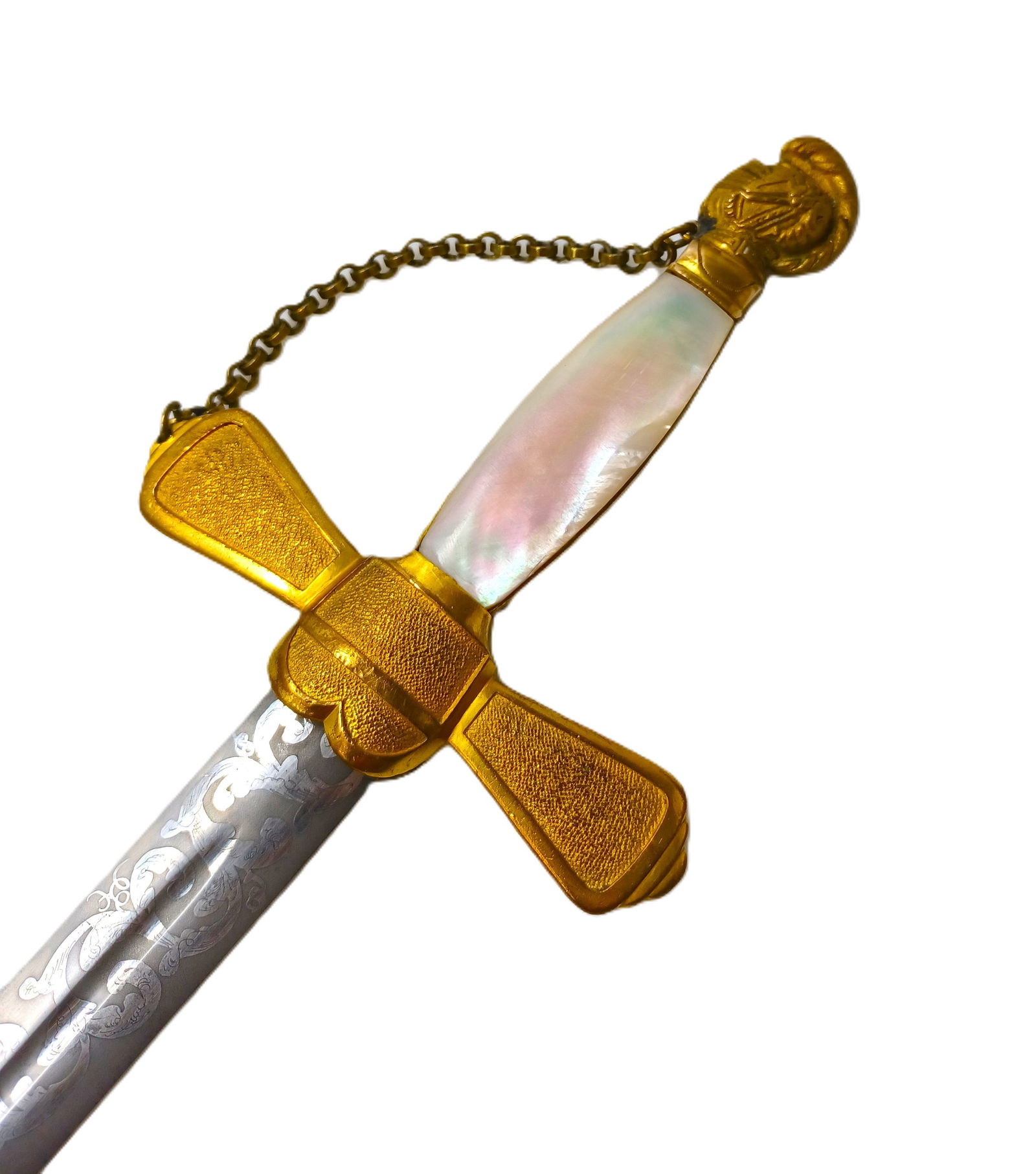 Ames Manufacturing Co. One Handed Ceremonial Sword Helmet Pommel Mother of Pearl Handle (1 of 8)