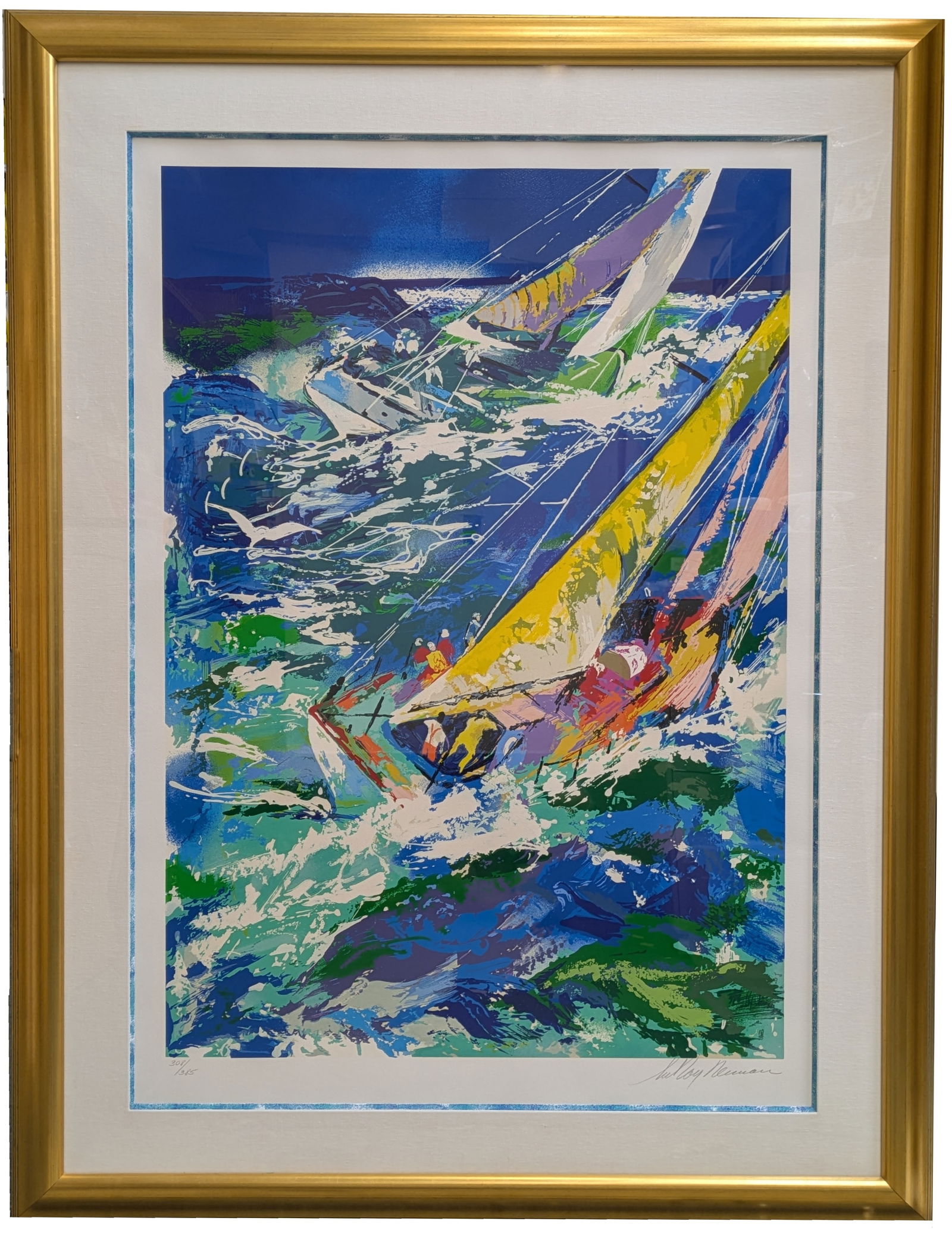 Large Leroy Neiman Serigraph High Seas Sailing II Ed 385 Signed 26.5 x 38 Inch Nice Color (1 of 6)
