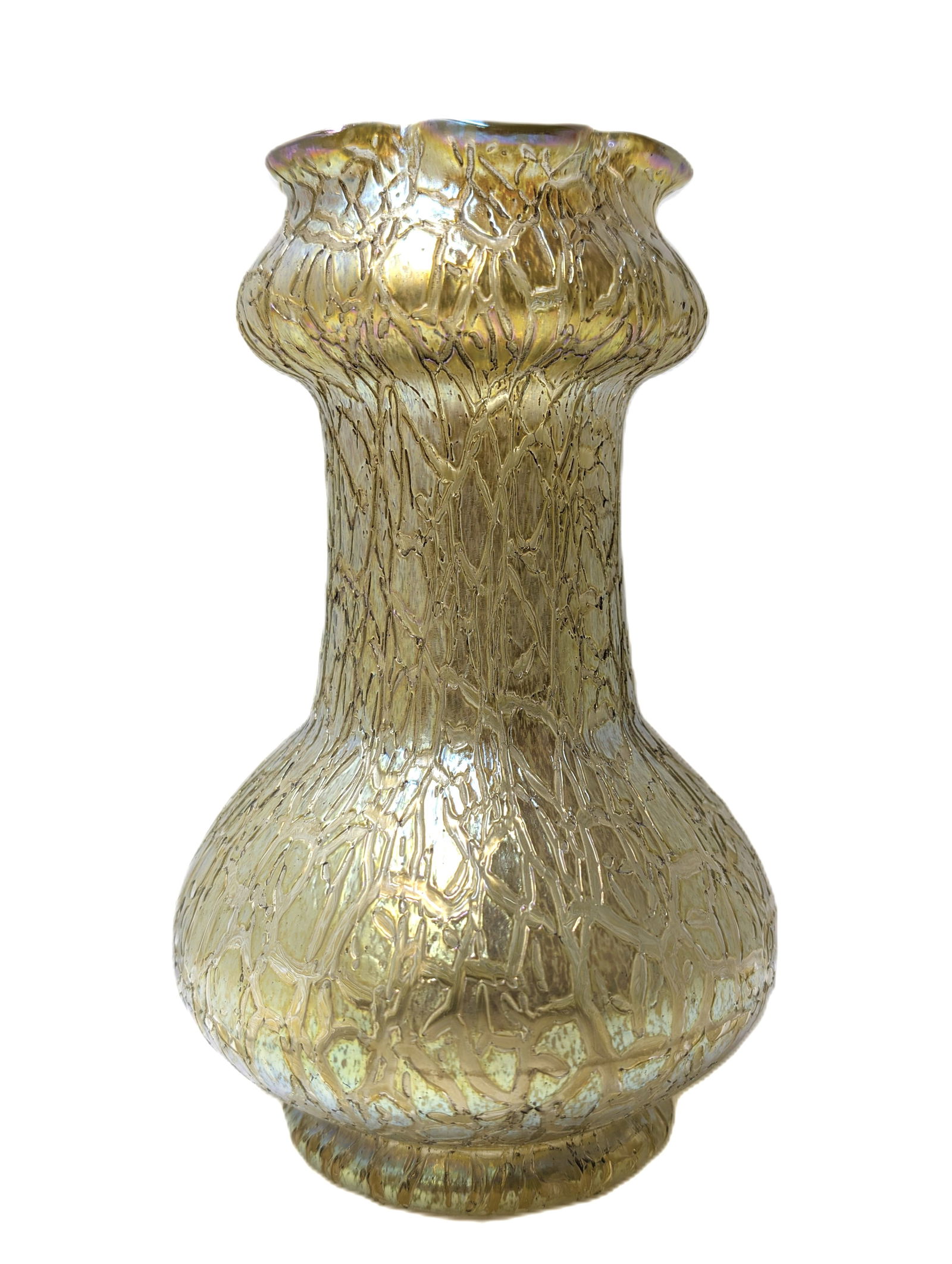 Loetz 1907 Mimosa Candia Iridescent Craquelure PN II-5843 Art Nouveau Bulbous Art Glass Vase (1 of 7)