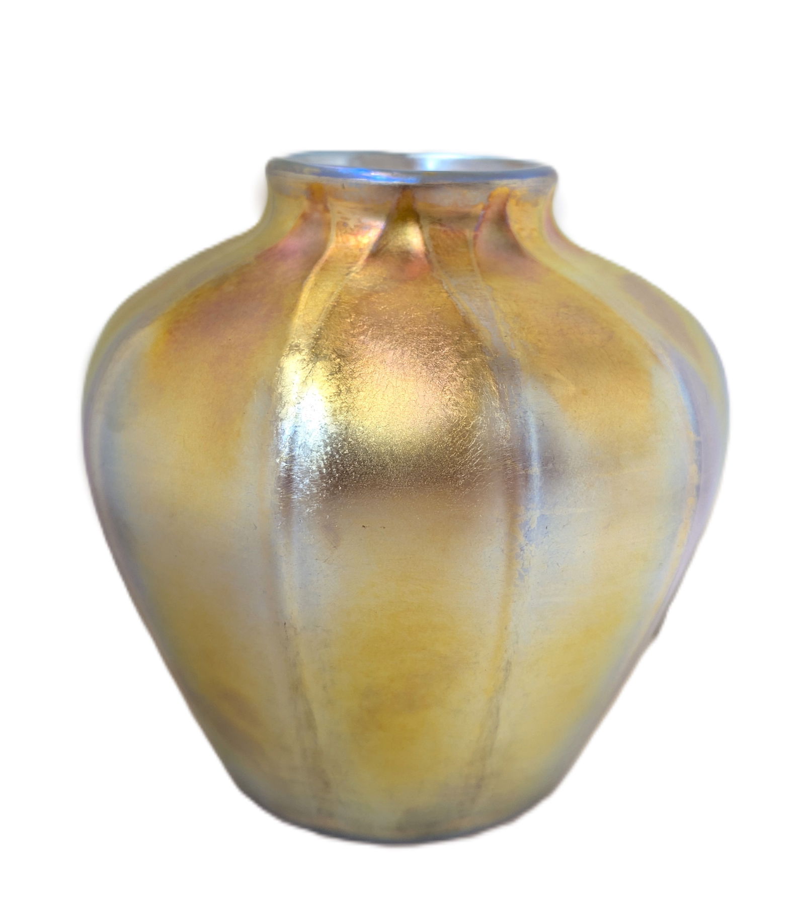 Louis Comfort Tiffany 8457 H Favrile Art Nouveau Art Glass Bulbous Vase Signed Numbered (1 of 6)