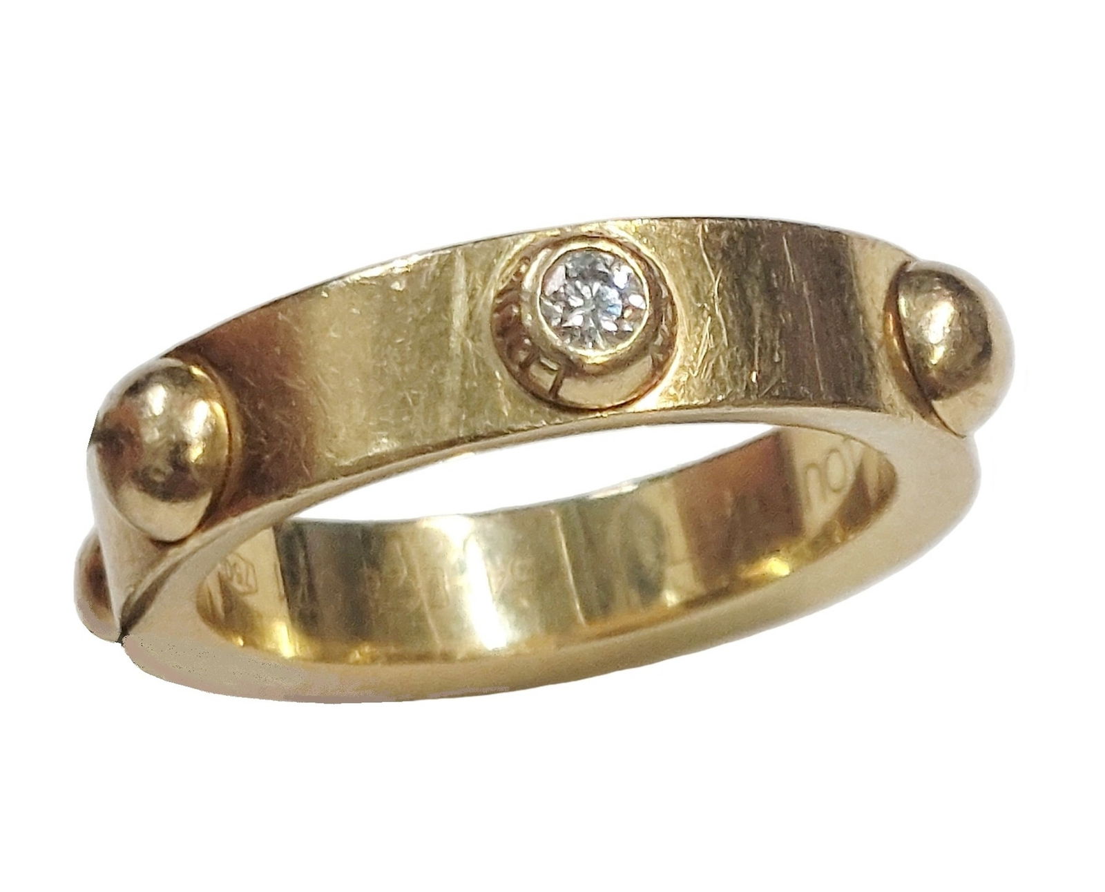 Louis Vuitton 18k Yellow Gold Diamond Empreinte Designer Signed Wedding Band Ring (1 of 9)