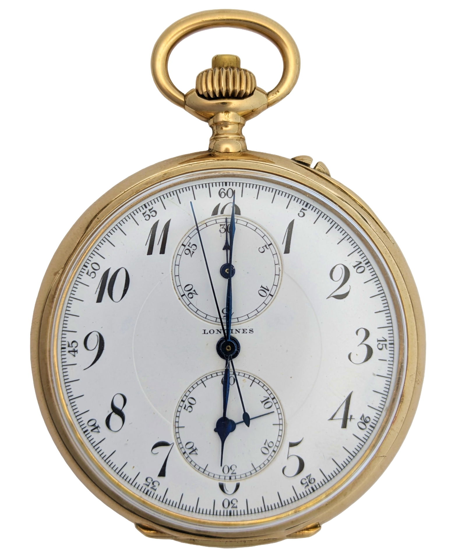 Antique Longines Grand Prix Paris Milan Chronograph 14K Gold Pocket Watch 19.73N (1 of 6)