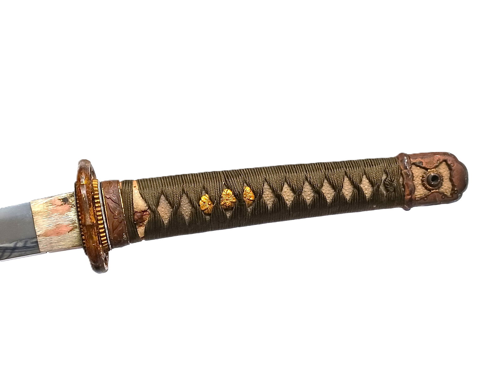 Authentic WW2 Japanese Officer Shin-Gunto Katana Flower Pattern (1 of 4)
