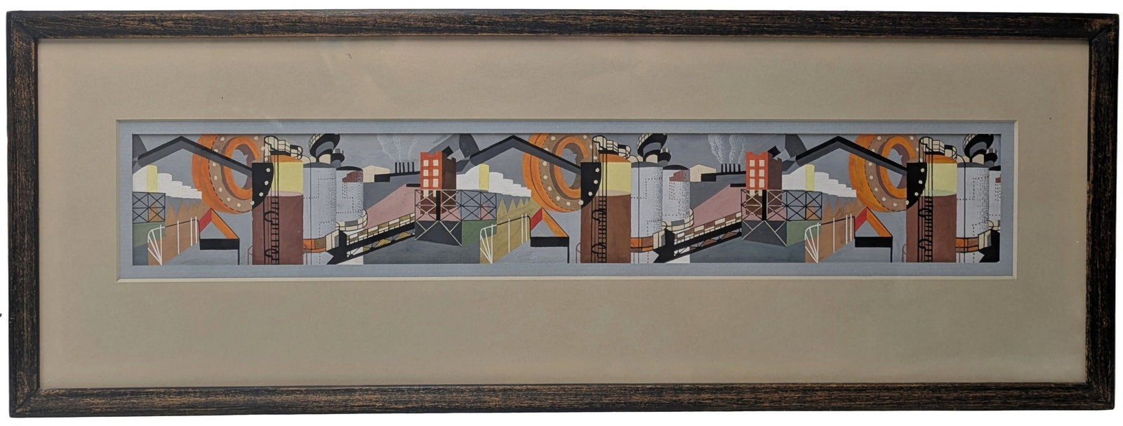 WPA Era Modernist Mural Study Gouache 17.625 x 2.50 Inch Painting Unsigned Circa The Great (1 of 8)