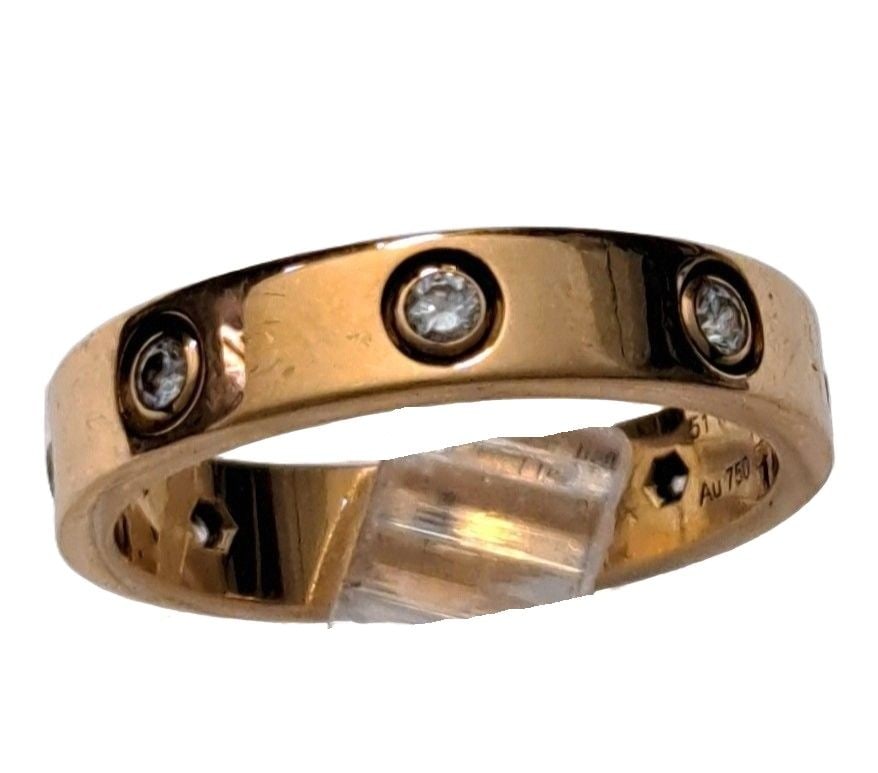 Cartier 18K Rose Gold Natural Diamond Small Love Ring 0.24 Ctw Sz 51/5.75 (1 of 8)