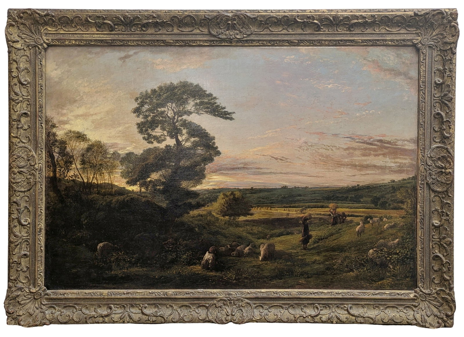 Antique Italianate Romantic or Barbizon 17c 18c or 19c Sunset Landscape with Figures Continental (1 of 7)