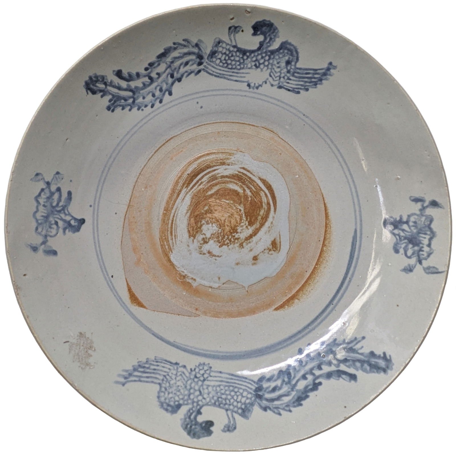 Chinese Late Ming Swatow Bowl 11.5 Inch Blue White Phoenix Ca 17c Antique (1 of 11)