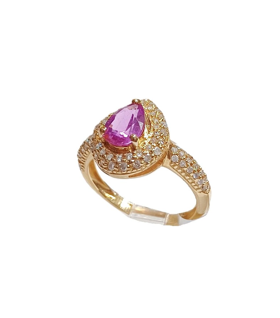 1.14ct Unheated Pink Sapphire 0.50ctw Diamonds 14k Yellow Gold Ladies Ring (1 of 3)