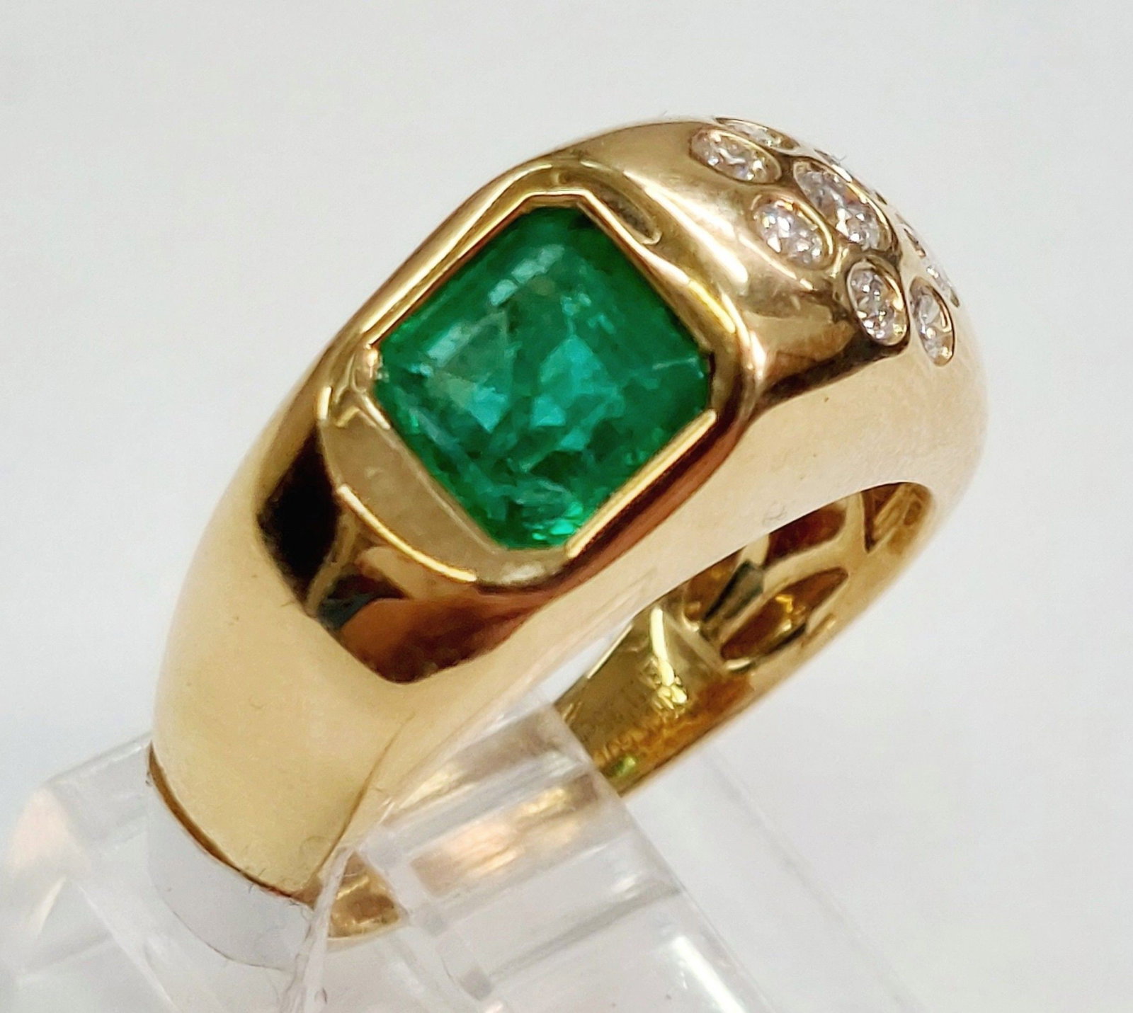 Unique 1.35ct Gem Quality Emerald Fine Diamond 18k Gold Designer Aaron Gottlieb Ring w/ Appraisal - 4