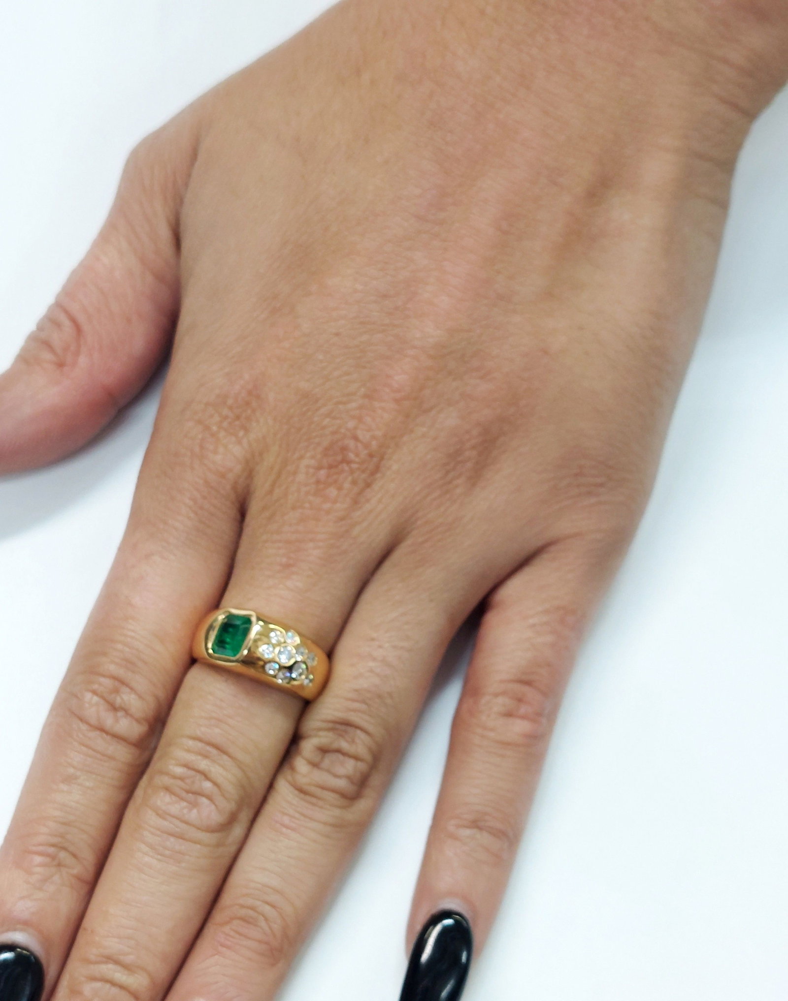 Unique 1.35ct Gem Quality Emerald Fine Diamond 18k Gold Designer Aaron Gottlieb Ring w/ Appraisal - 8