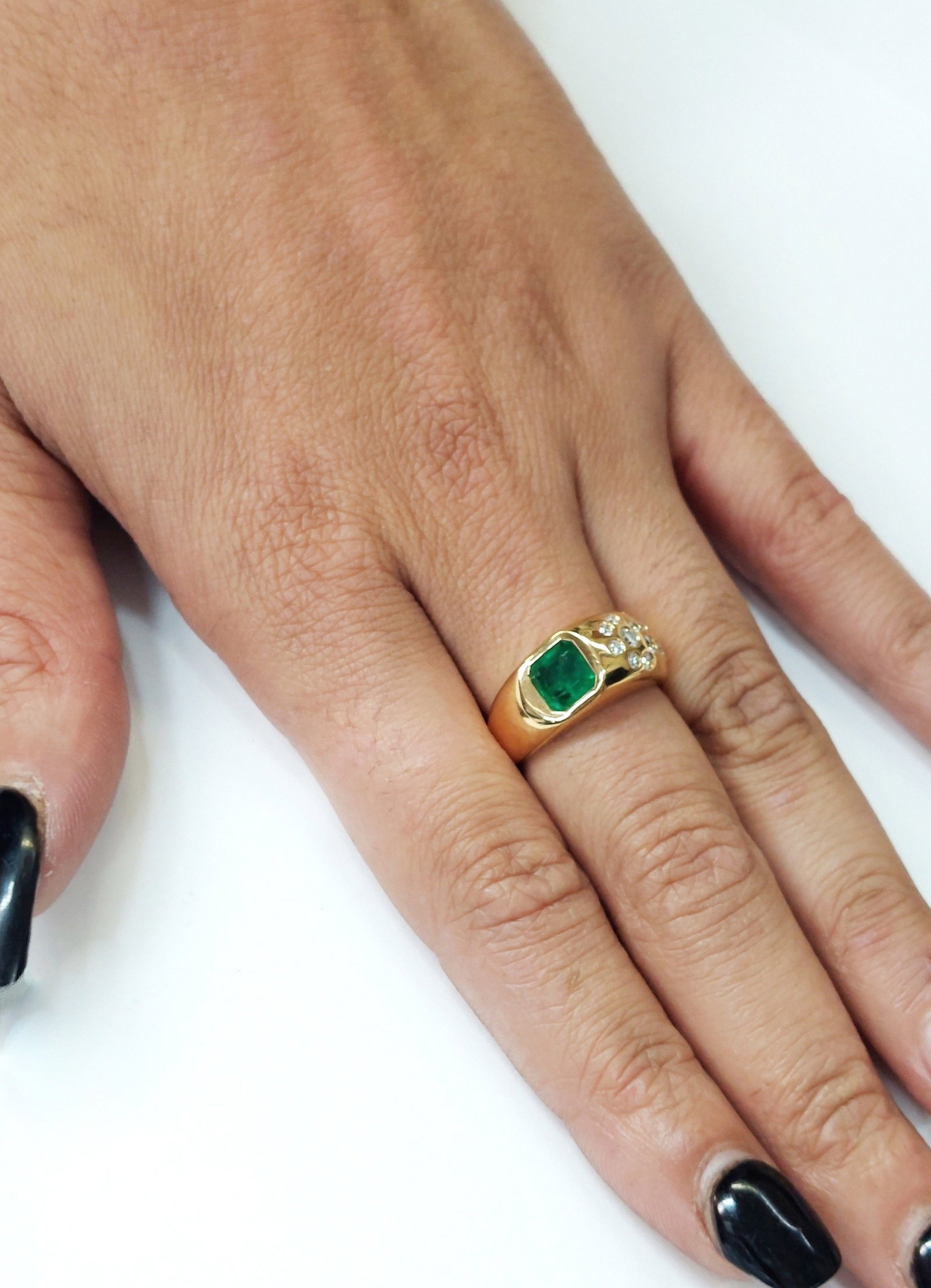 Unique 1.35ct Gem Quality Emerald Fine Diamond 18k Gold Designer Aaron Gottlieb Ring w/ Appraisal - 9