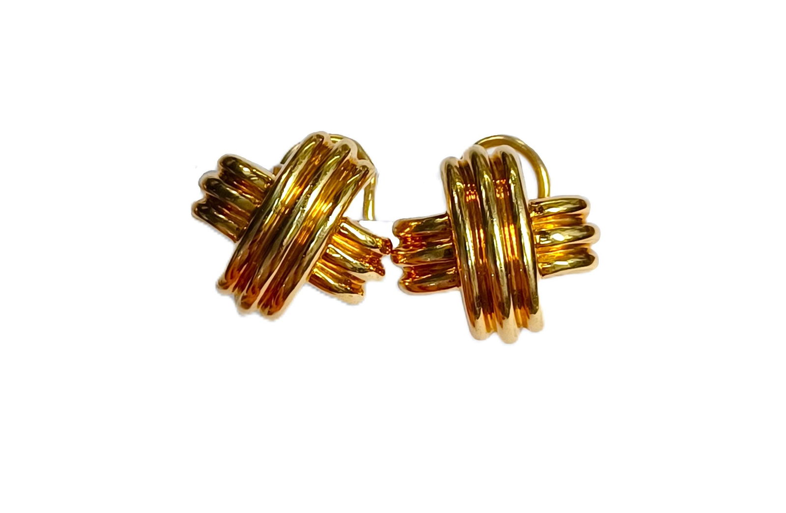 Heavy Tiffany & Co 18k Yellow Gold X Pierced Ladies Earrings: Described & Photographed By: Rafe HFA NODDD 70384 Title: Heavy Tiffany & Co 18k Yellow Gold X Pierced Ladies Earrings Description: Heavy Tiffany & Co 18k Yellow Gold X Pierced Ladies Earrings <