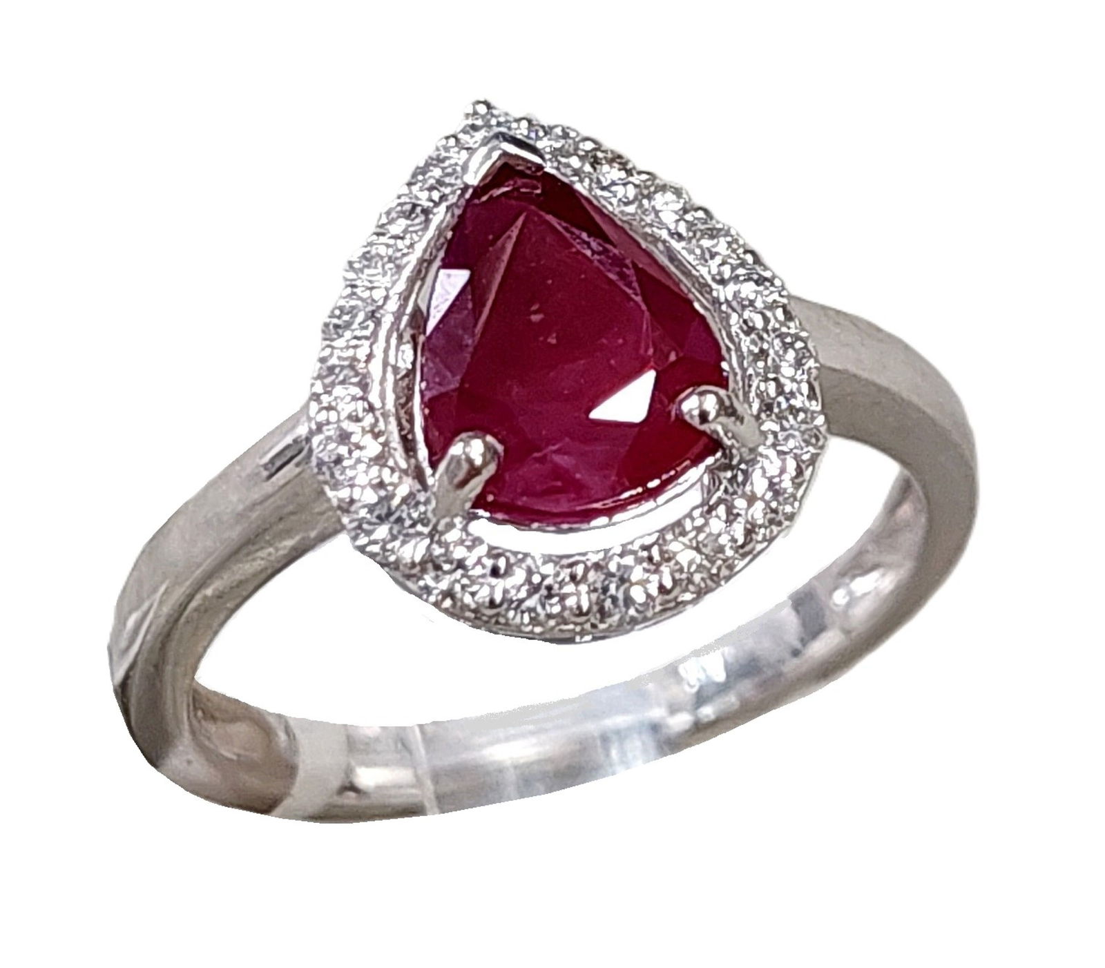 GIA 1.49ct Pear Natural Burmese Ruby Platinum Fine Diamond Designer Oscar Friedman Halo Ring w/ (1 of 10)