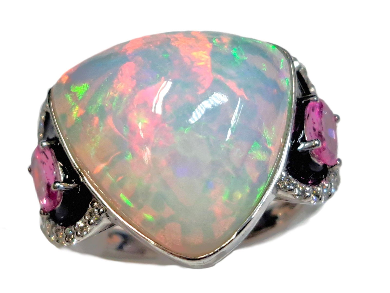 Oscar Friedman 9.61ctw Massive Opal Sapphire Diamond Platinum Ladies Ring: Oscar Friedman 9.61ctw Massive Opal Sapphire Diamond Platinum Ladies Ring CNX 0428 1387