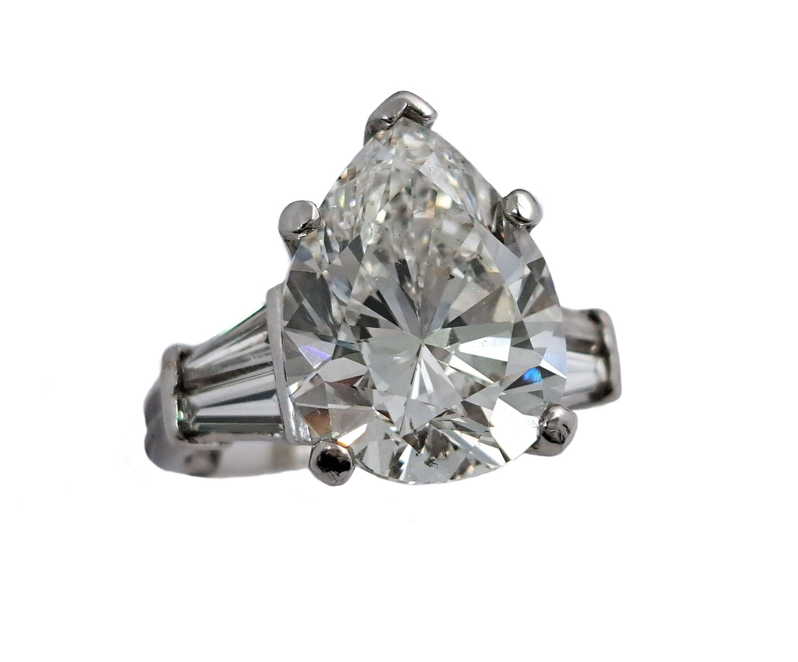 GIA 8.48ct Pear Shape Natural Diamond Finks Massive Platinum Engagement Ring (1 of 7)