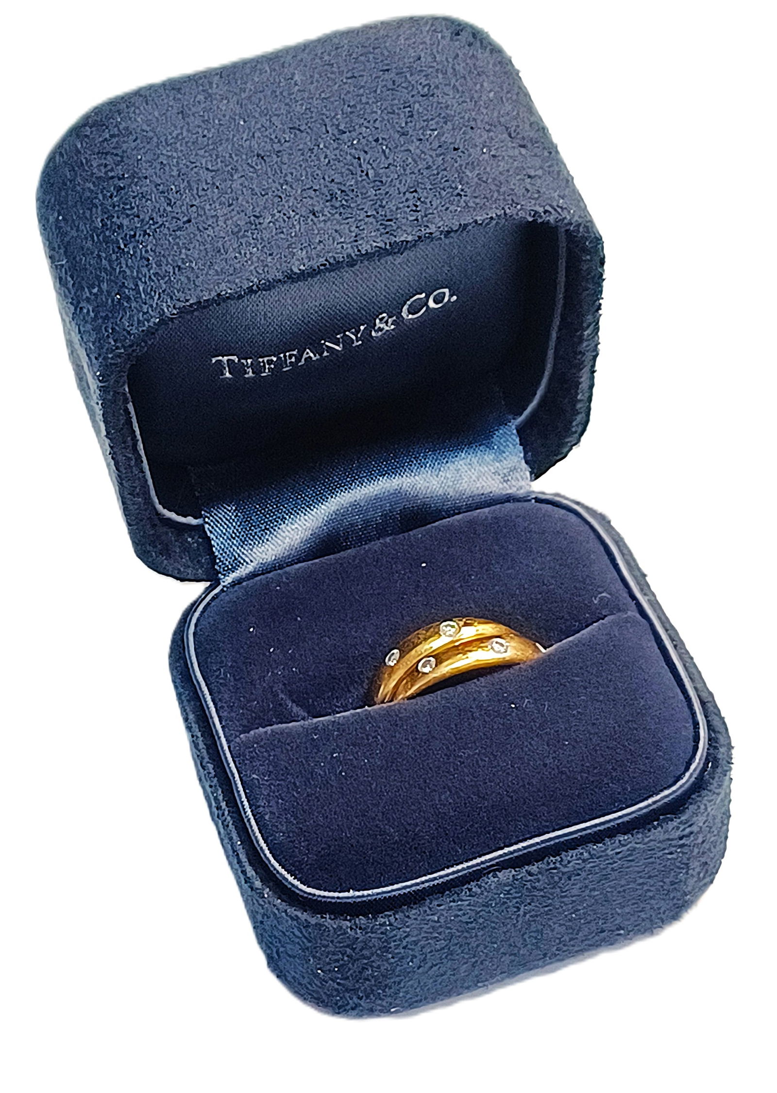 18k Gold Etoile Tiffany & Co. 0.21ctw Diamond Double Anniversary Ring w/ Box (1 of 5)