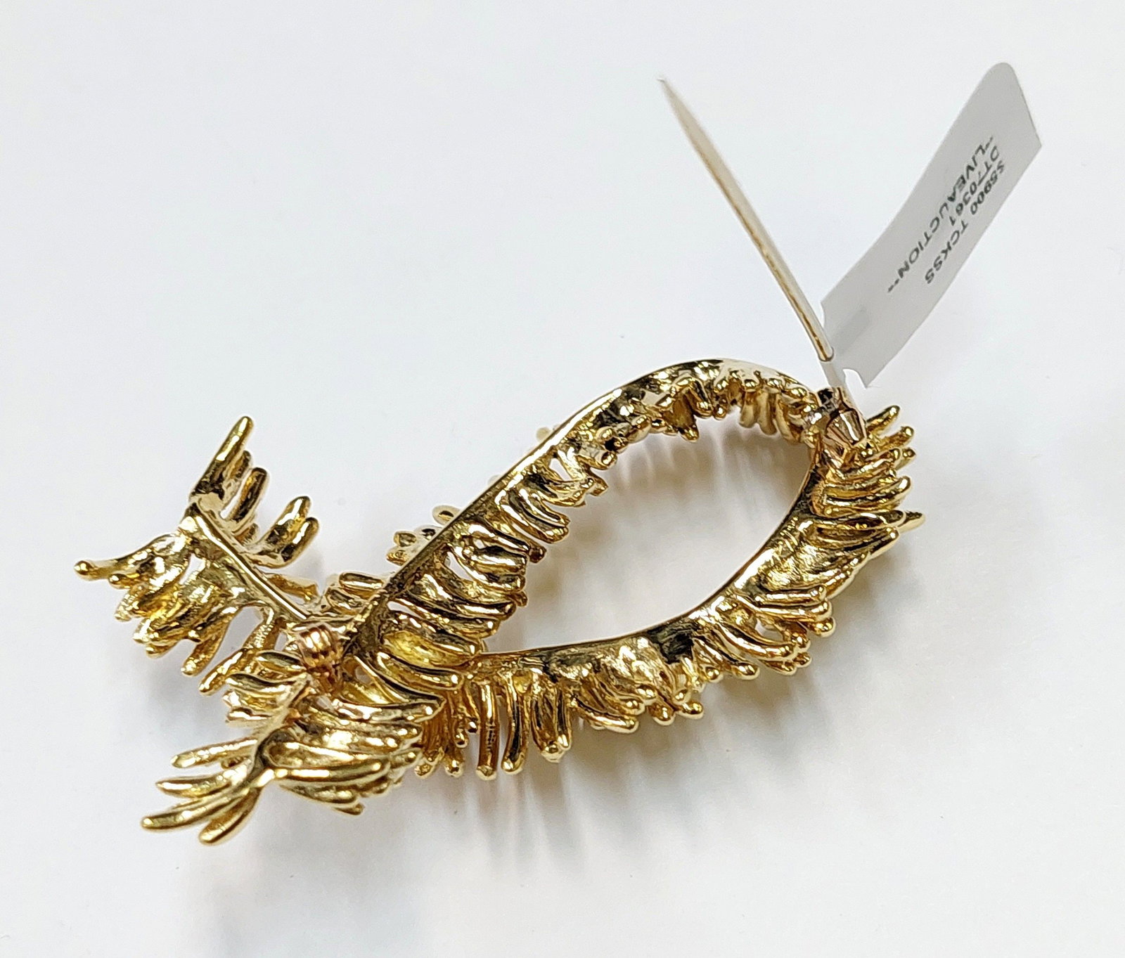 Awesome Midcentury Tiffany 18k Gold Signed Large Ribbon Brooch 40 grams - 8