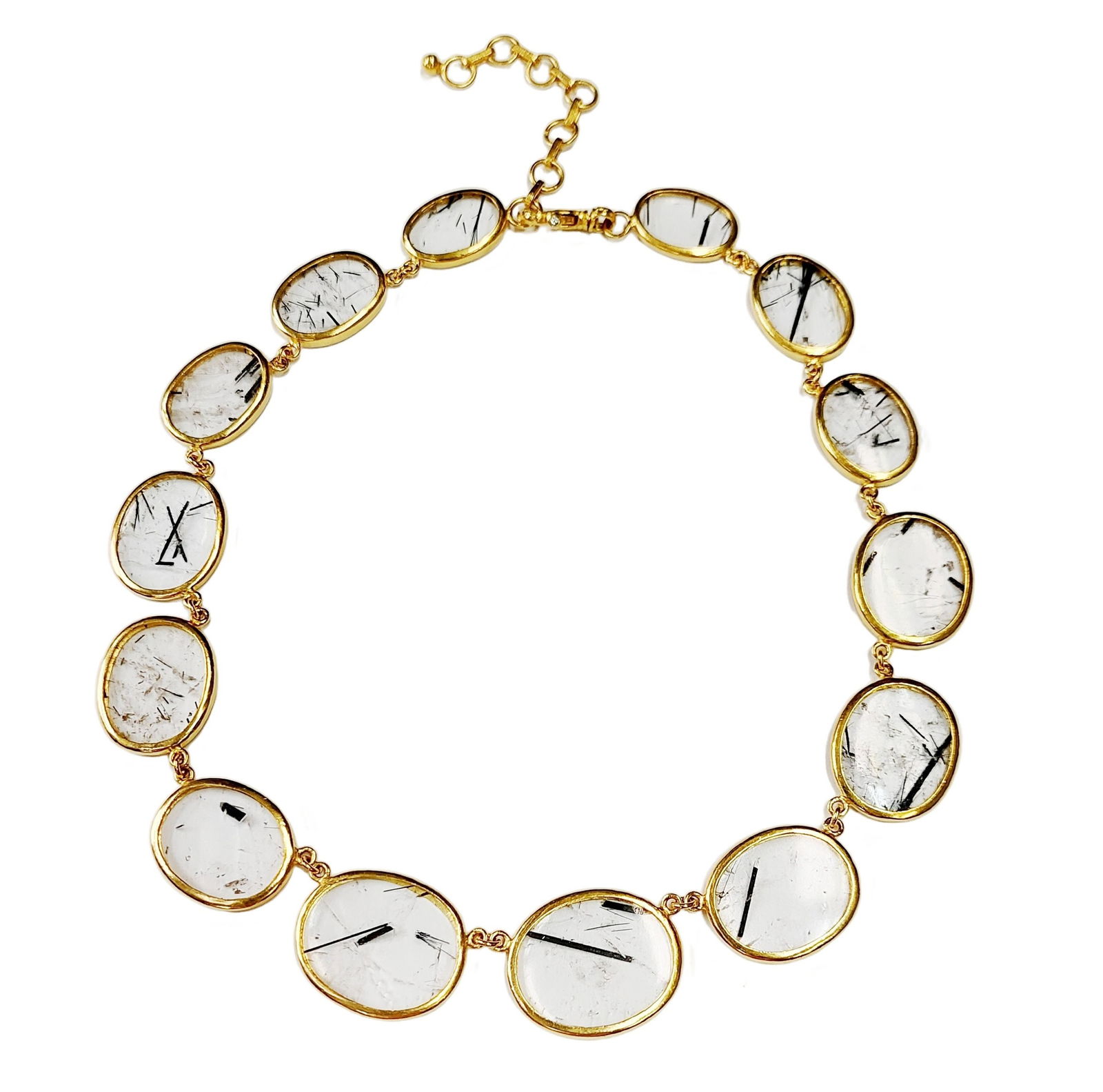 Dolce Gabbana 990 Fine Gold Signed Numbered NT102 Rutilated Quartz Statement Necklace: Described & Photographed By:CHRIS AJP GIA / NRCDD DT70742 / EST 5-7K Title: Dolce Gabbana 990 Fine Gold Signed Numbered NT102 Rutilated Quartz Statement Necklace Description: A unique handcrafted sta