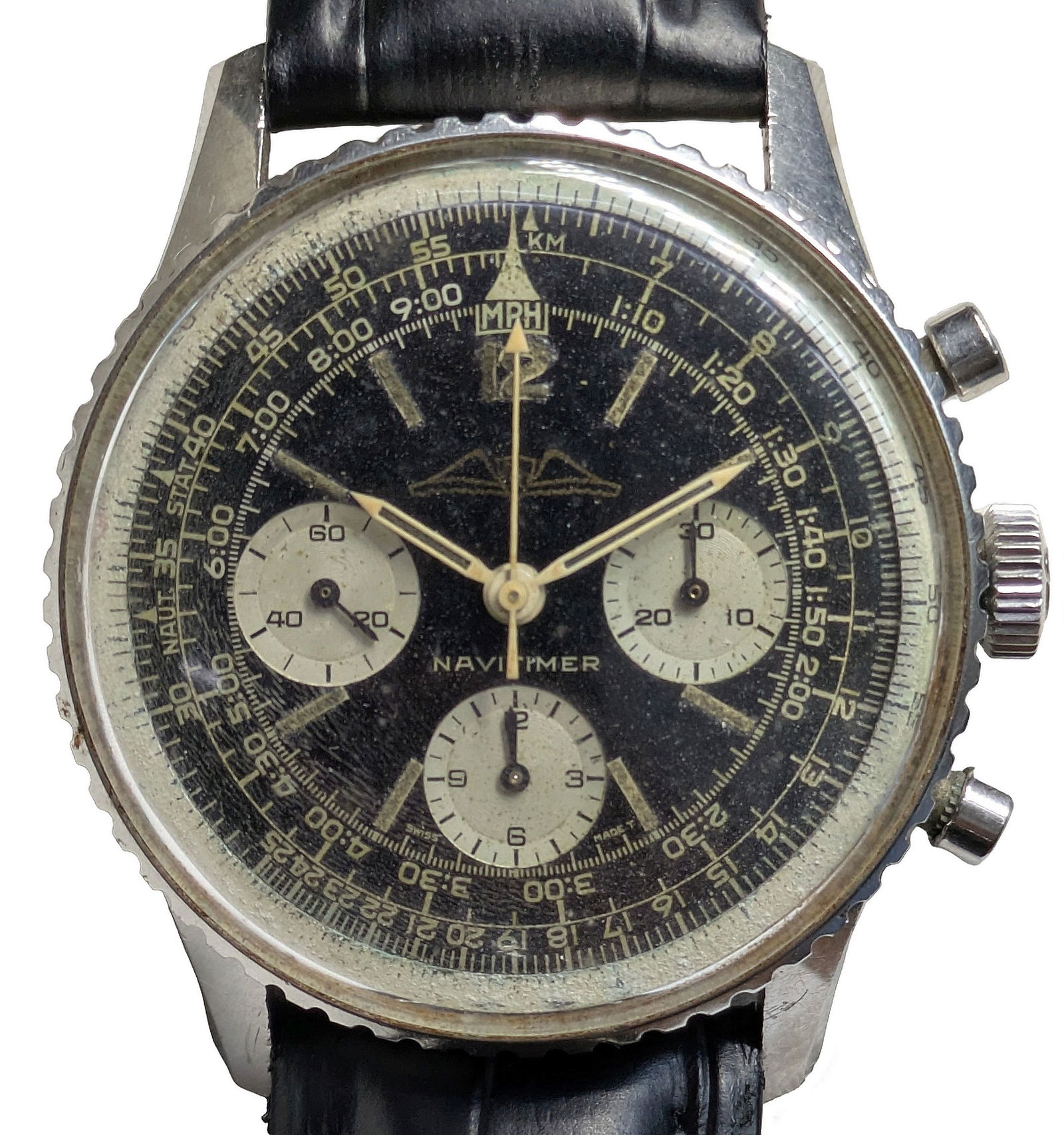 Vintage Breitling Navitimer 806 AOPA Dial Pilots Chronograph Wrist Watch Venus 178 Movement (1 of 9)
