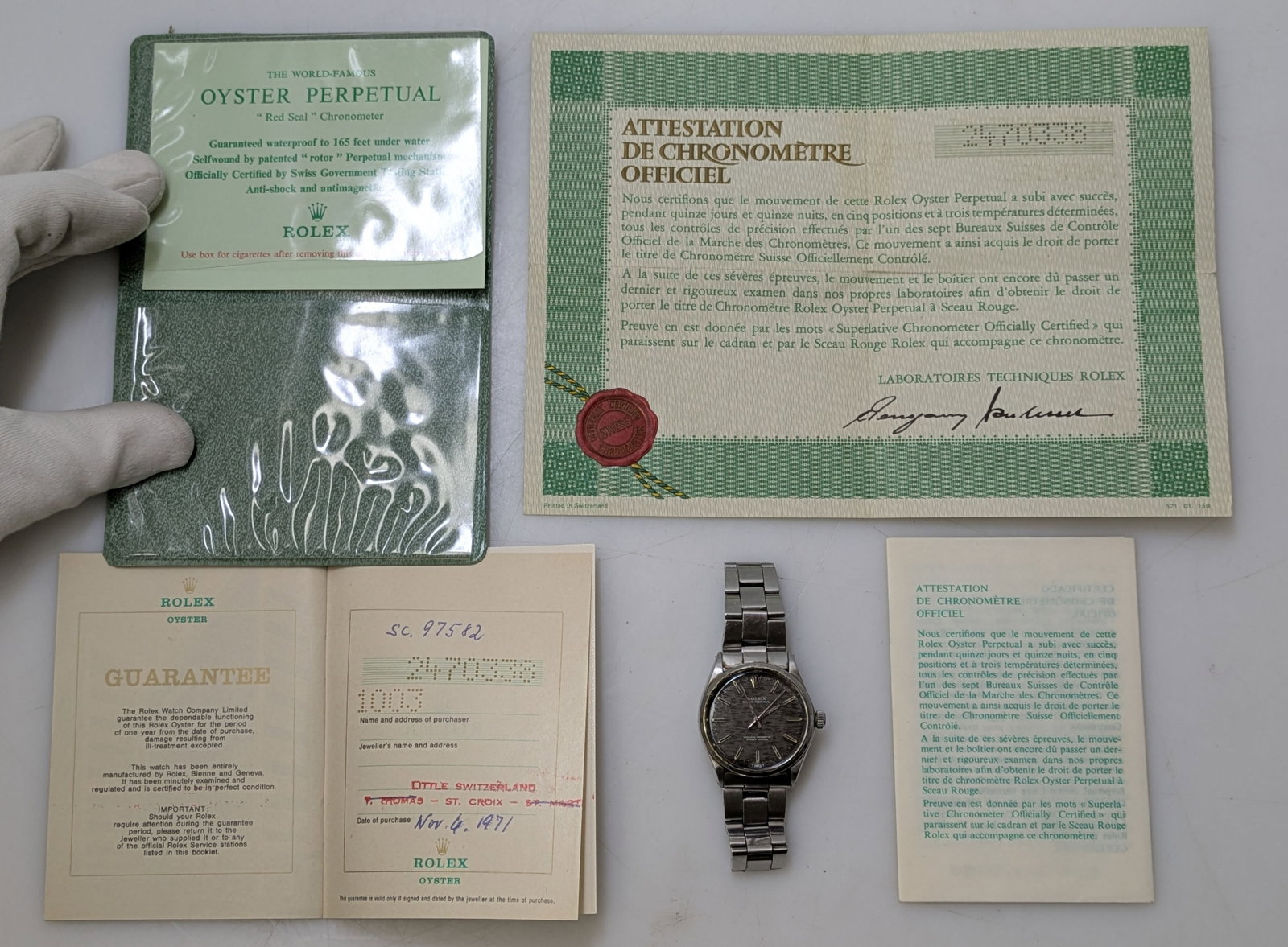 Cool 1970s Vintage Rolex Barn Find 1003 Fancy Dial Punch Papers Wallet Fresh From Original Owner - 4