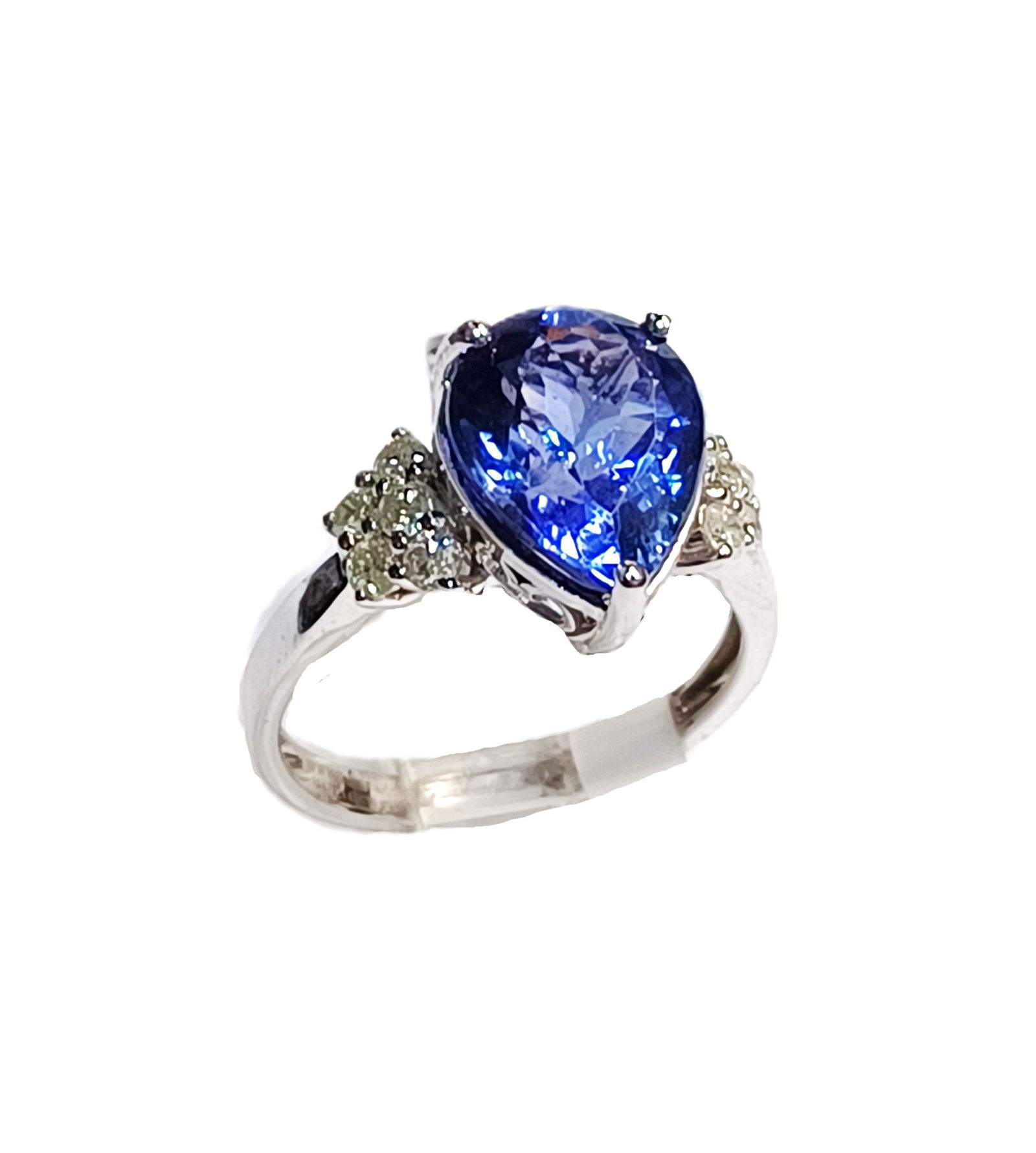 Oscar Friedman 14k White Gold 4.73ctw Tanzanite Zoisite Fine Diamond Ladies Ring Size 6.75: Described & Photographed By: Rafe CNX 0428 1395 Title: Oscar Friedman 14k White Gold 4.73ctw Tanzanite Zoisite Fine Diamond Ladies Ring Size 6.75 Description:NATURAL GEMSTONE Gemstone: Tanzanite Zoi
