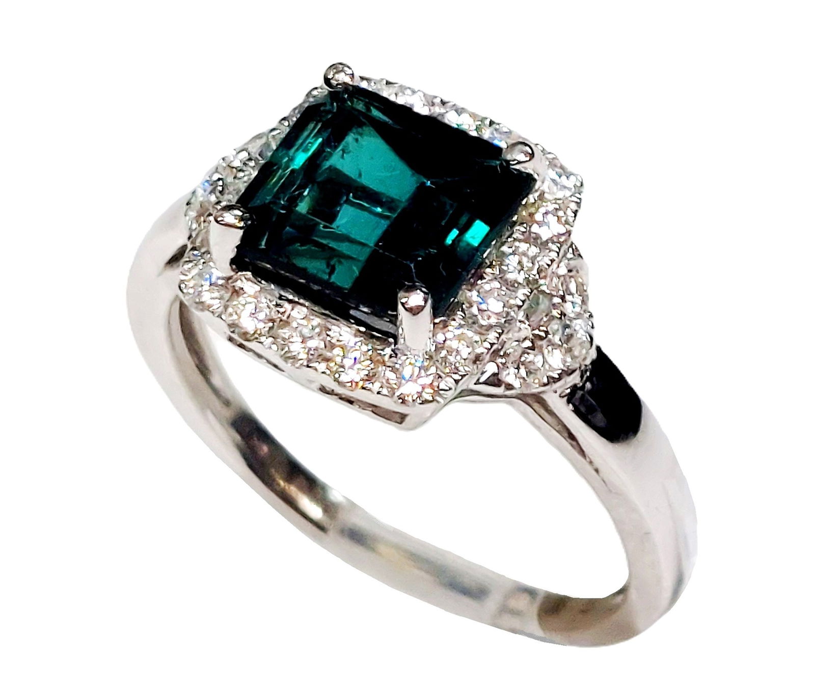 1.98ct Indicolite Tourmaline 0.35ctw Fine Diamond Platinum Oscar Friedman Ring w/ Appraisal: Described & Photographed By:CHRIS AJP GIA / CNX 0428 1399 Title: 1.98ct Indicolite Tourmaline 0.35ctw Fine Diamond Platinum Oscar Friedman Ring w/ Appraisal Description: A beautiful color 1.98ct indi