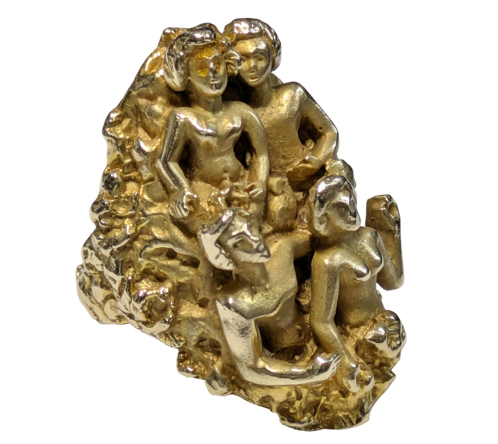 Eric De Kolb Sculpted 14K Gold Nudes Couples Brutalist Modernist Designer Signed Ring: Described & Photographed By: Dillon CNX 0445 1428 Title: Eric De Kolb Sculpted 14K Gold Nudes Couples Brutalist Modernist Designer Signed Ring Description:Eric de Kolb Sculpted 14K Gold Nudes Couples