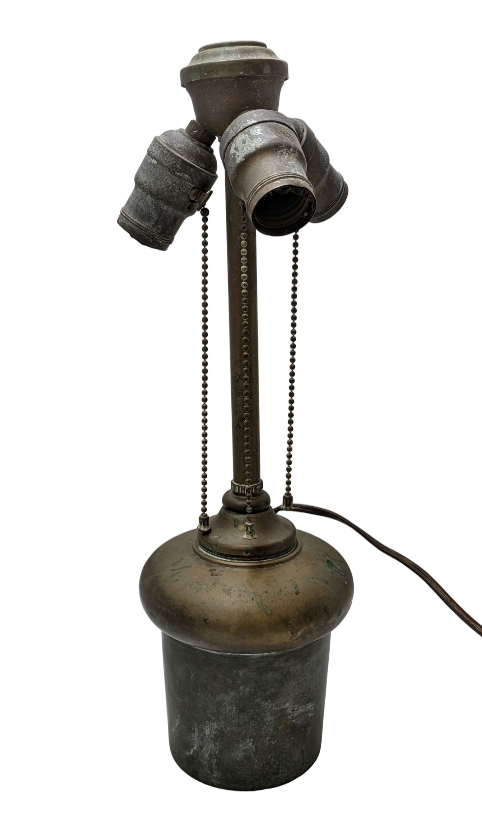 Signed Tiffany Studios New York D890 Bronze 3 Light Working Antique Converted Oil Lamp Electric: Described By:Dillon DT70727 NGDD Title:Signed Tiffany Studios New York D890 Bronze 3 Light Working Antique Converted Oil Lamp Electric Description: Signed Tiffany Studios New York D890 Bronze 3 Light