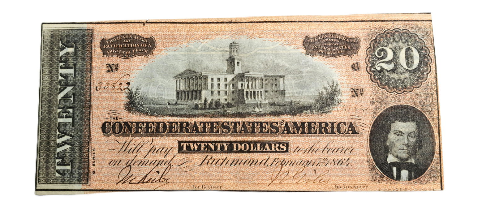 20 Dollar CSA Bank Note 1863 Confederate States Dollar Bill Columbia South Carolina SC Tennessee: Described By:Rafe HFAVX Title:20 Dollar CSA Bank Note 1863 Confederate States Dollar Bill Columbia South Carolina SC Tennessee Nashville Capital Denomination:$20 Description:1863 Confederate States