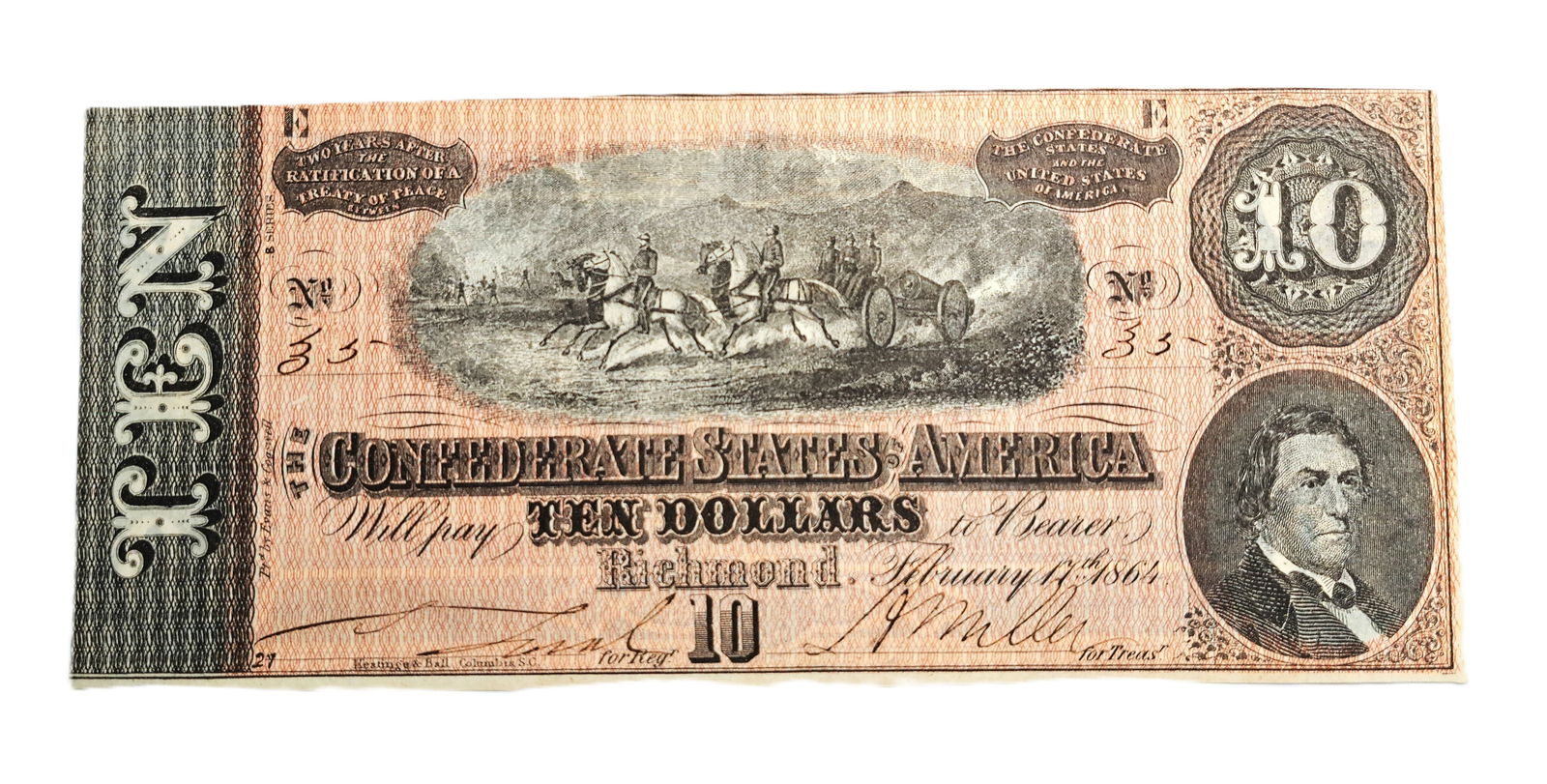 10 Dollar CSA Bank Note 1863 Confederate States Dollar Bill Columbia South Carolina SC Secretary of: Described By:Rafe HFAVX Title:10 Dollar CSA Bank Note 1863 Confederate States Dollar Bill Columbia South Carolina SC Secretary of State Robert M.T. Hunter Denomination:$10 Description:10 Dollar CSA