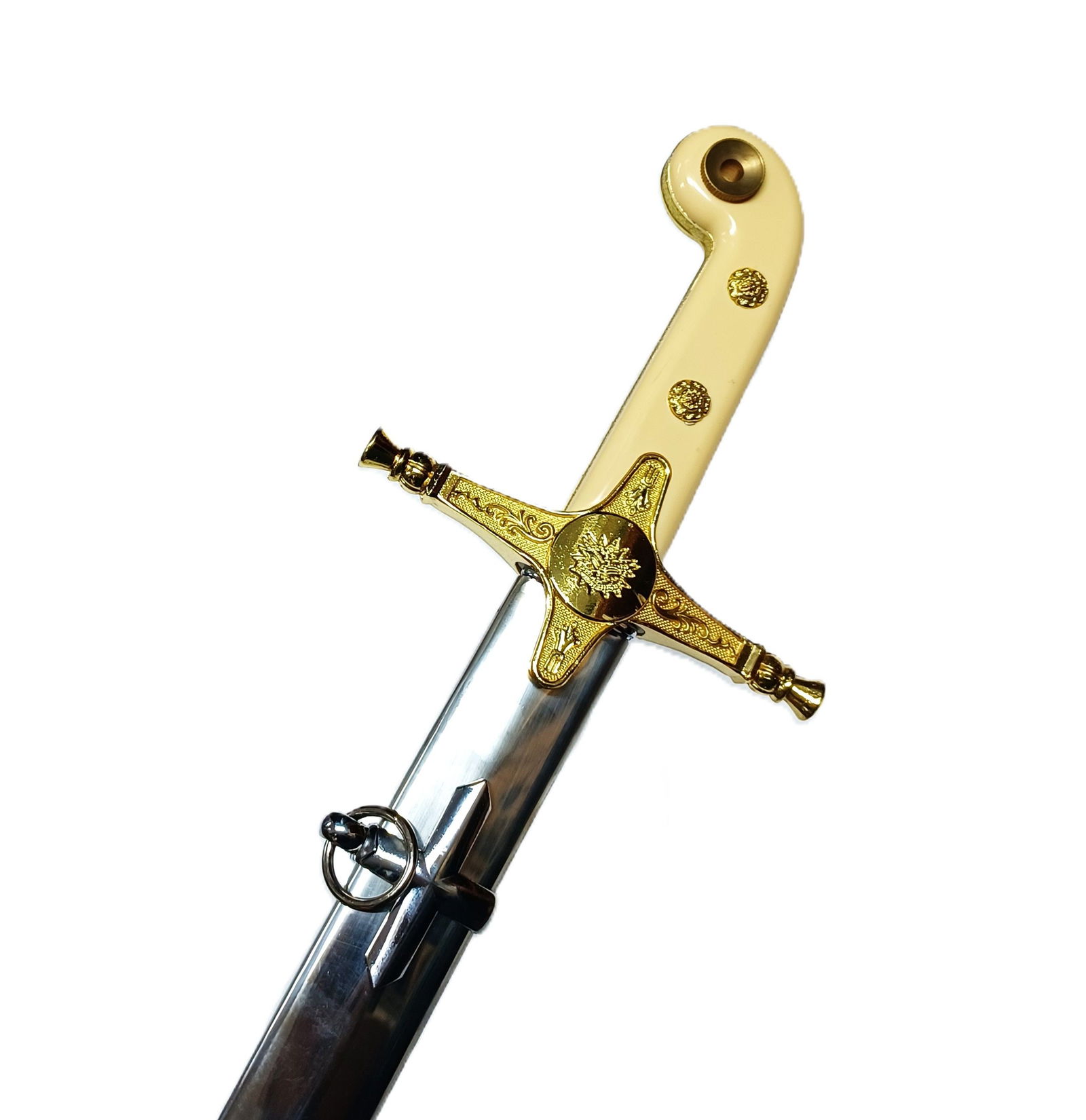 Pistol Style Grip Saber One Handed Sword Etched Blade Reproduction: Described By:Rafe HFA CNX 0413 1291 Title:Pistol Style Grip Saber One Handed Sword Etched Blade Reproduction Description: Pistol Style Grip Saber One Handed Sword Etched Blade Reproduction Blade Style