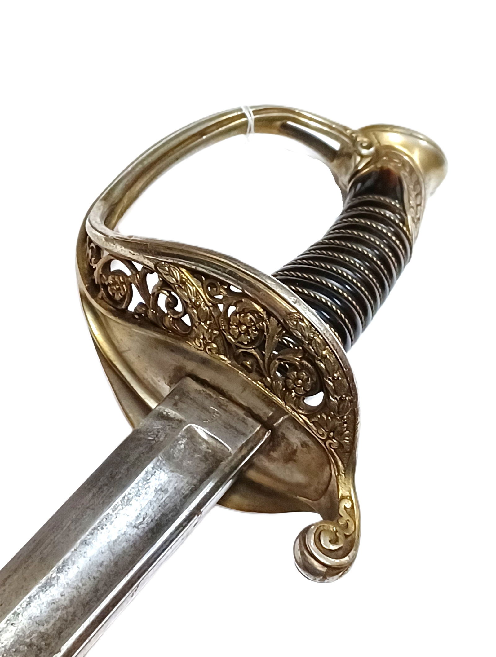 French Saber Model 1845 Infantry Sword Engraved Blade No Scabbard: Described By:Rafe HFA CNX 0413 1300 Title:French Saber Model 1845 Infantry Sword Engraved Blade No Scabbard Description: French Saber Model 1845 Infantry Sword No Scabbard Blade StyleSaber <