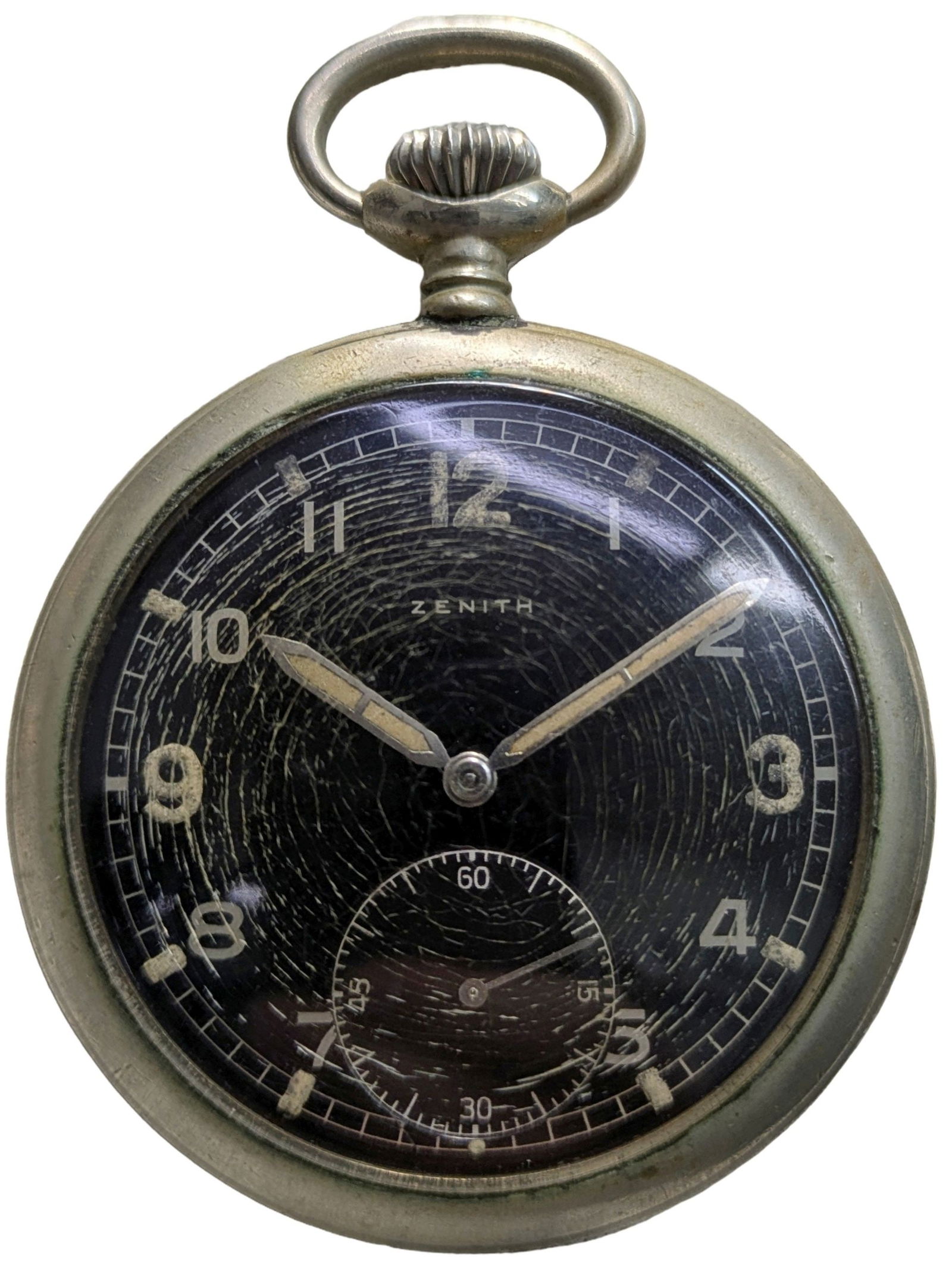 Zenith Antique WWI WWII Black Dial Mens Openface Military Pocket Watch Running Strong: Described By:Dillon DT70831 NODD Title:Zenith Antique WWI WWII Black Dial Mens Openface Military Pocket Watch Running Strong Description: Zenith Antique WWI WWII Black Dial Mens Openface Military Pock