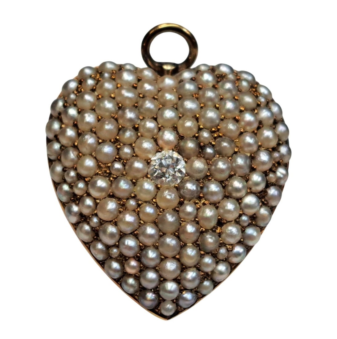 14k Yellow Gold Diamond Natural Seed Pearl Puffed Heart Brooch Pendant 5.6g: Described & Photographed By: Mike NRRR DT69683 Title: 14k Yellow Gold Diamond Natural Seed Pearl Puffed Heart Brooch Pendant 5.6g Description: Beautiful! Make it yours today. Happy bidding!