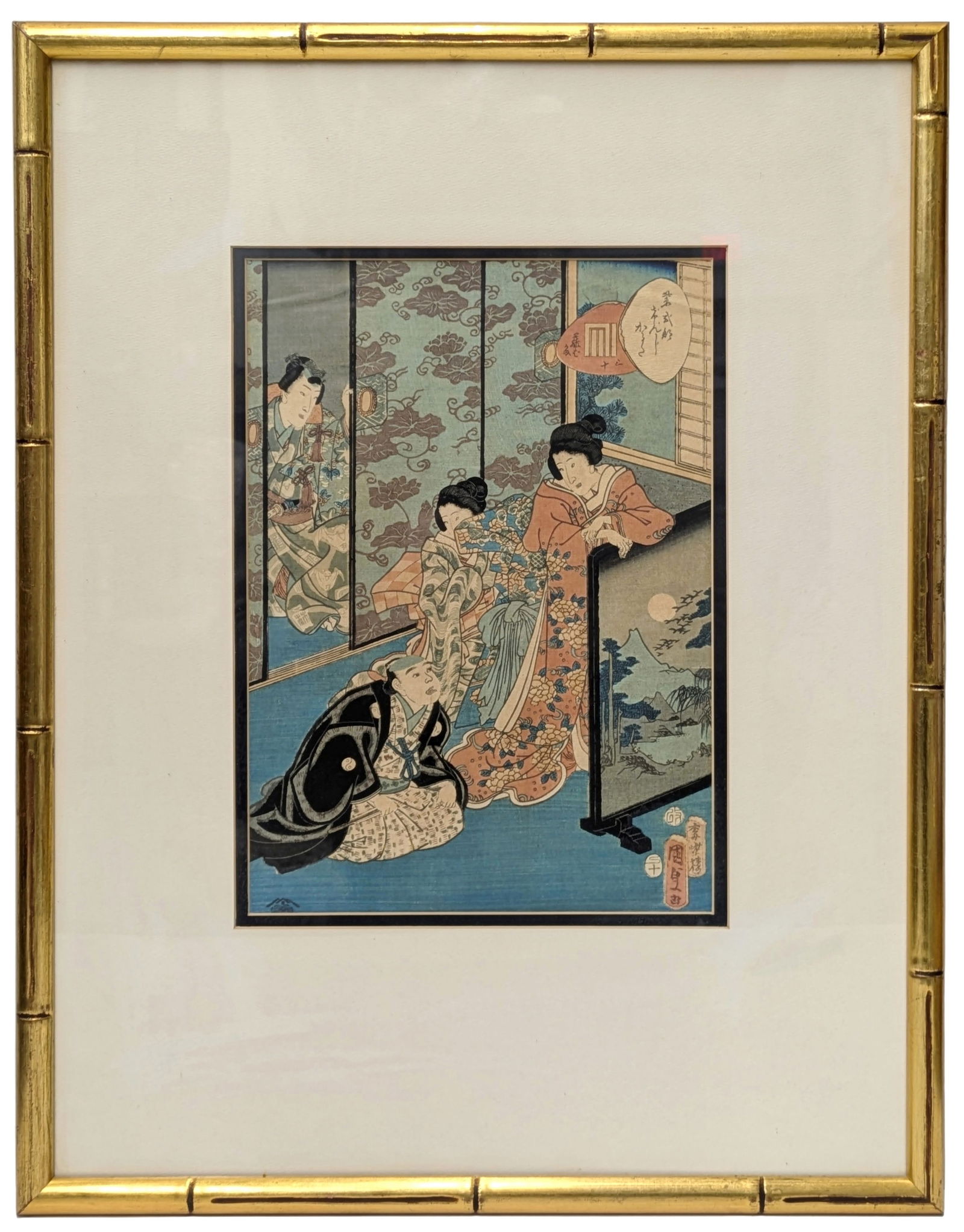 Utagawa Kunisada Japanese Nishiki-e The Tale Of Genji Ch 30 Fujibakama Geisha Colored Woodblock: Described By:Dillon DT70850 NFED Title:Utagawa Kunisada Japanese Nishiki-e The Tale Of Genji Ch 30 Fujibakama Geisha Colored Woodblock Print Description: Utagawa Kunisada Japanese Nishiki-e The Tale O