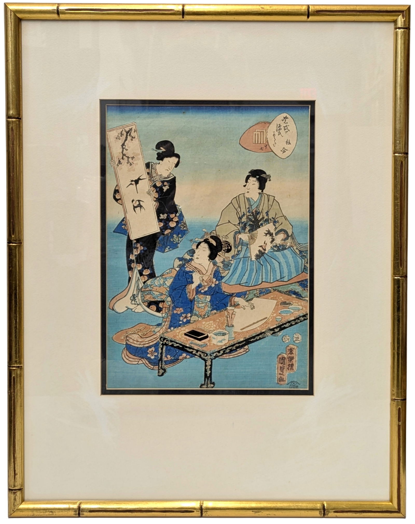 Utagawa Kunisada Japanese Nishiki-e The Tale Of Genji Ch 17 E-Awase Picture Contest Geisha Colored: Described By:Dillon DT70852 NFED Title:Utagawa Kunisada Japanese Nishiki-e The Tale Of Genji Ch 17 E-Awase Picture Contest Geisha Colored Woodblock Print Description: Utagawa Kunisada Japanese Nishiki