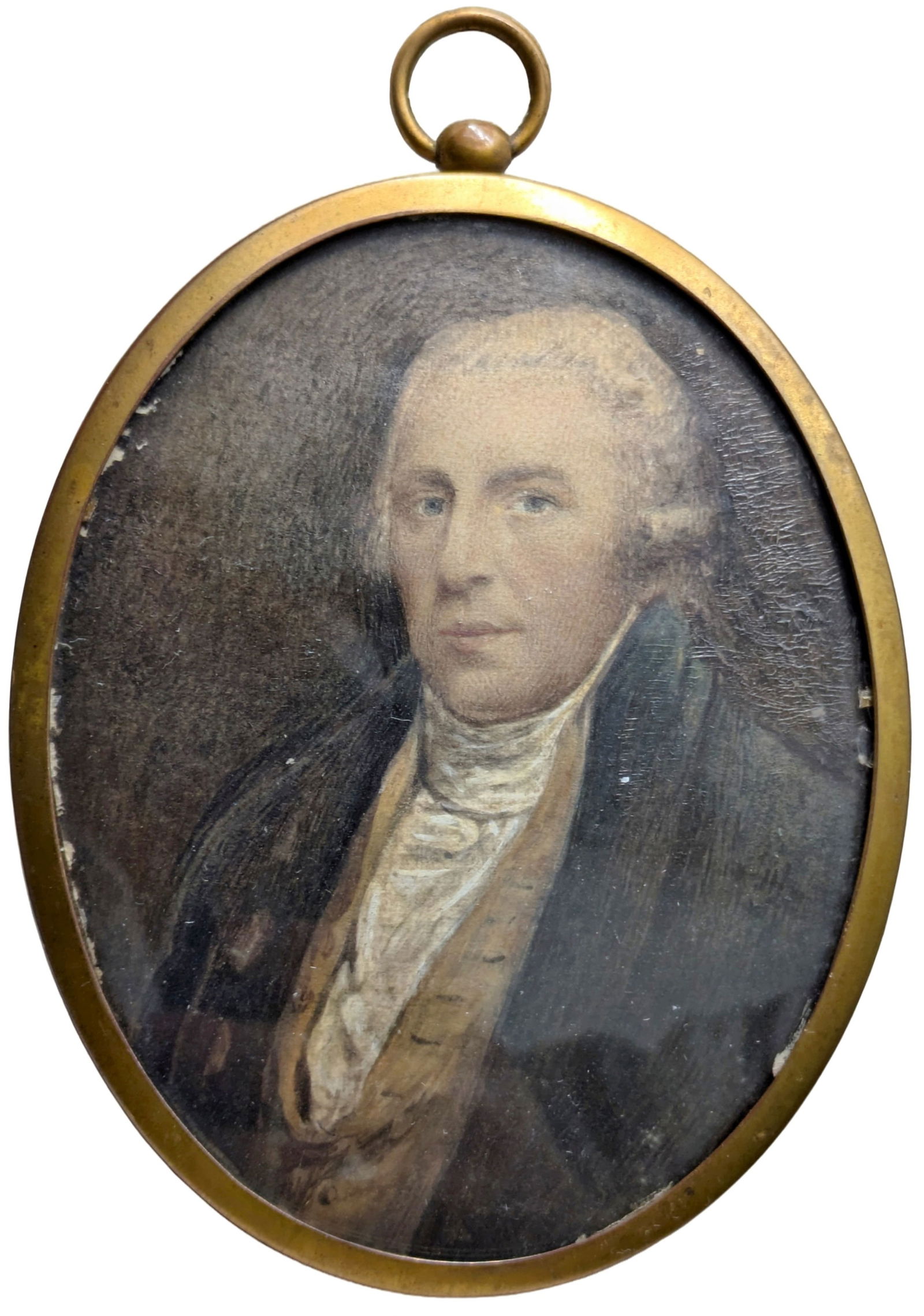 1780s-1820s American School Large Miniature Oil Painting Portrait of a Gentleman: Described By:Dillon DT70842 NFOD Title:1780s-1820s American School Large Miniature Oil Painting Portrait of a Gentleman Description: 1780s-1820s American School Large Miniature Oil Painting on Paper P