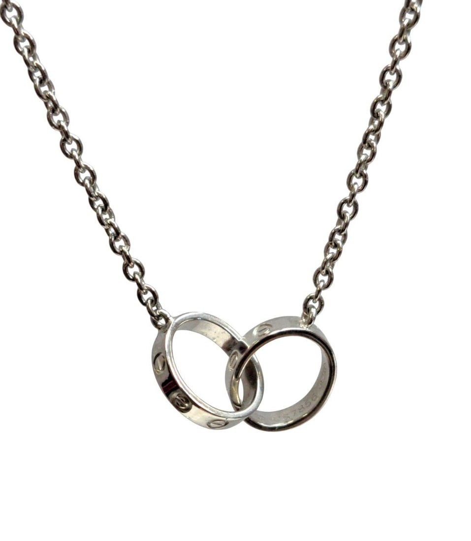 Cartier 18k White Gold Love Pendant Love Bracelet Style Necklace 17 inch 7.2g (1 of 8)