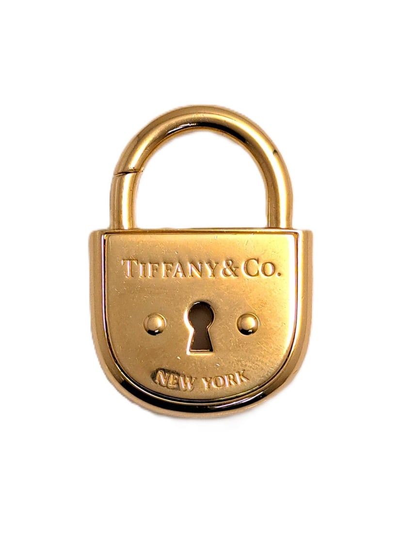 Rare Tiffany & Co 18K Yellow Gold Arc Padlock Heavy Pendant Keyhole (1 of 3)