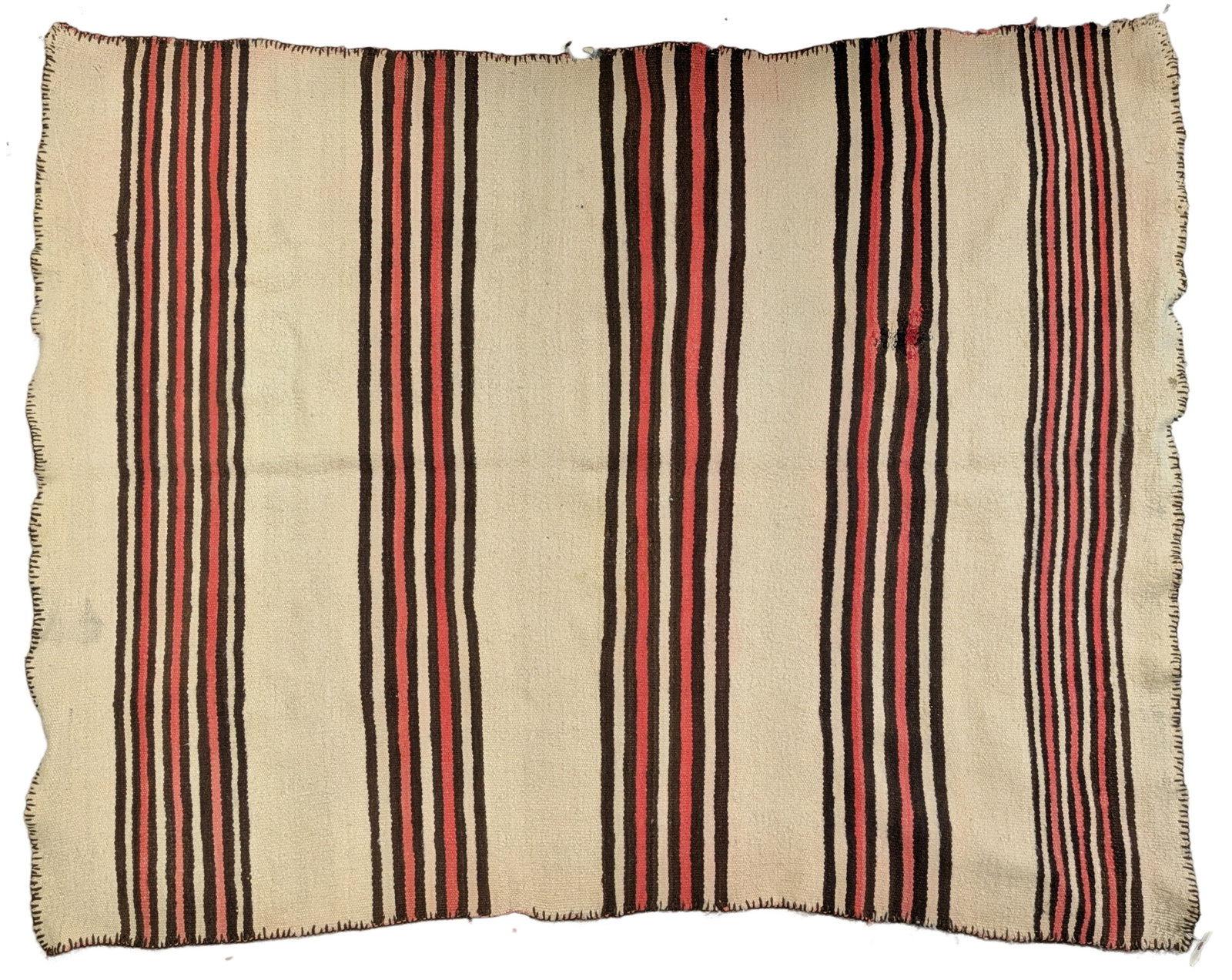 Vintage Navajo White Red Striped Handspun Wool Saddle Blanket 70x58 Inch Native American (1 of 12)