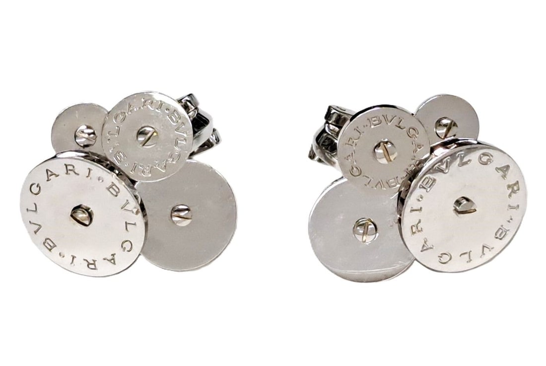 Bvlgari 18K White Gold Cicladi Pierced Omega Back Cluster Earrings Description:Bvlgari 18K White (1 of 5)