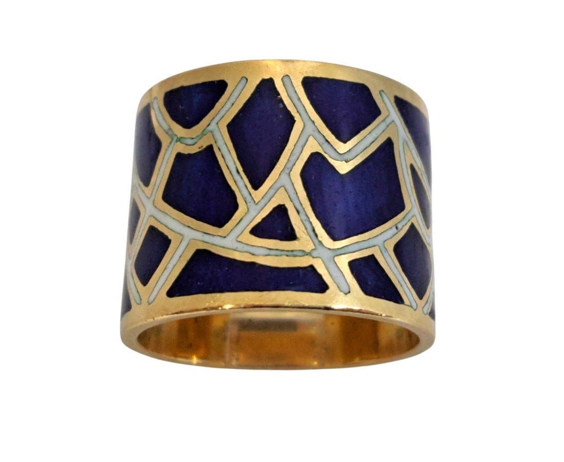 Ultra Wide Cartier Signed Numbered Enamel Cigar Band Mid Century Ring 12.4g: Described & Photographed By: Mike NODDD DT68287 Title: Ultra Wide Cartier Signed Numbered Enamel Cigar Band Mid Century Ring 12.4g Description: Beautiful! Make it yours today. Happy bidding!