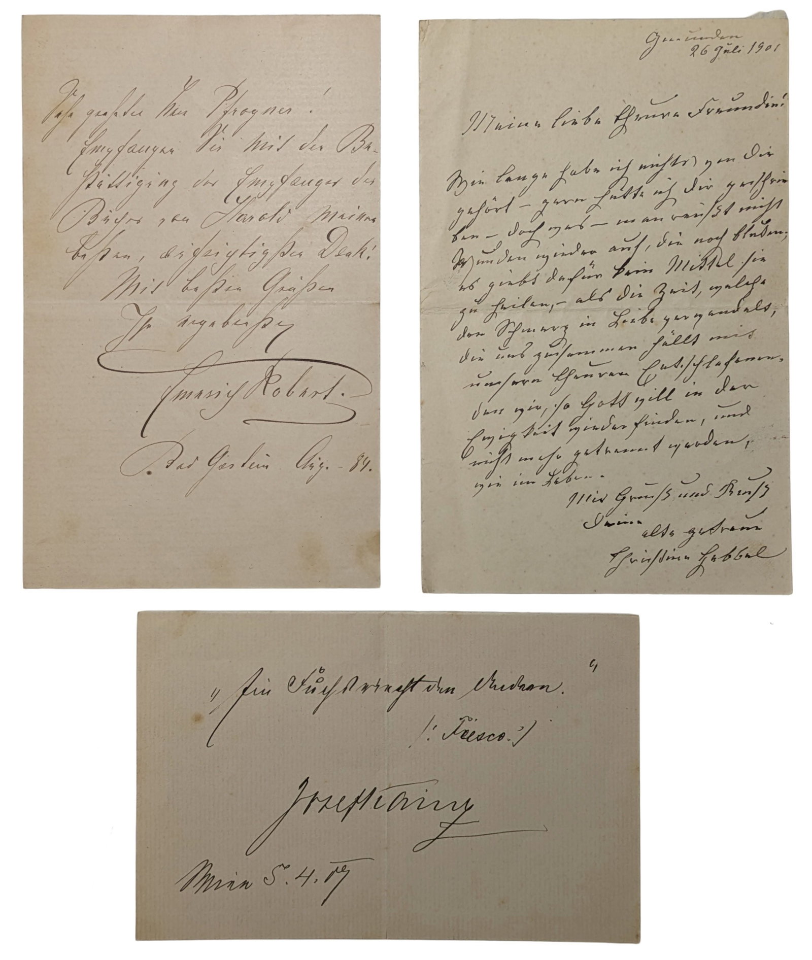 Lot of 3 Handwritten German Signed Correspondence Letters Christine Friedrich Hebbel Playwright (1 of 5)