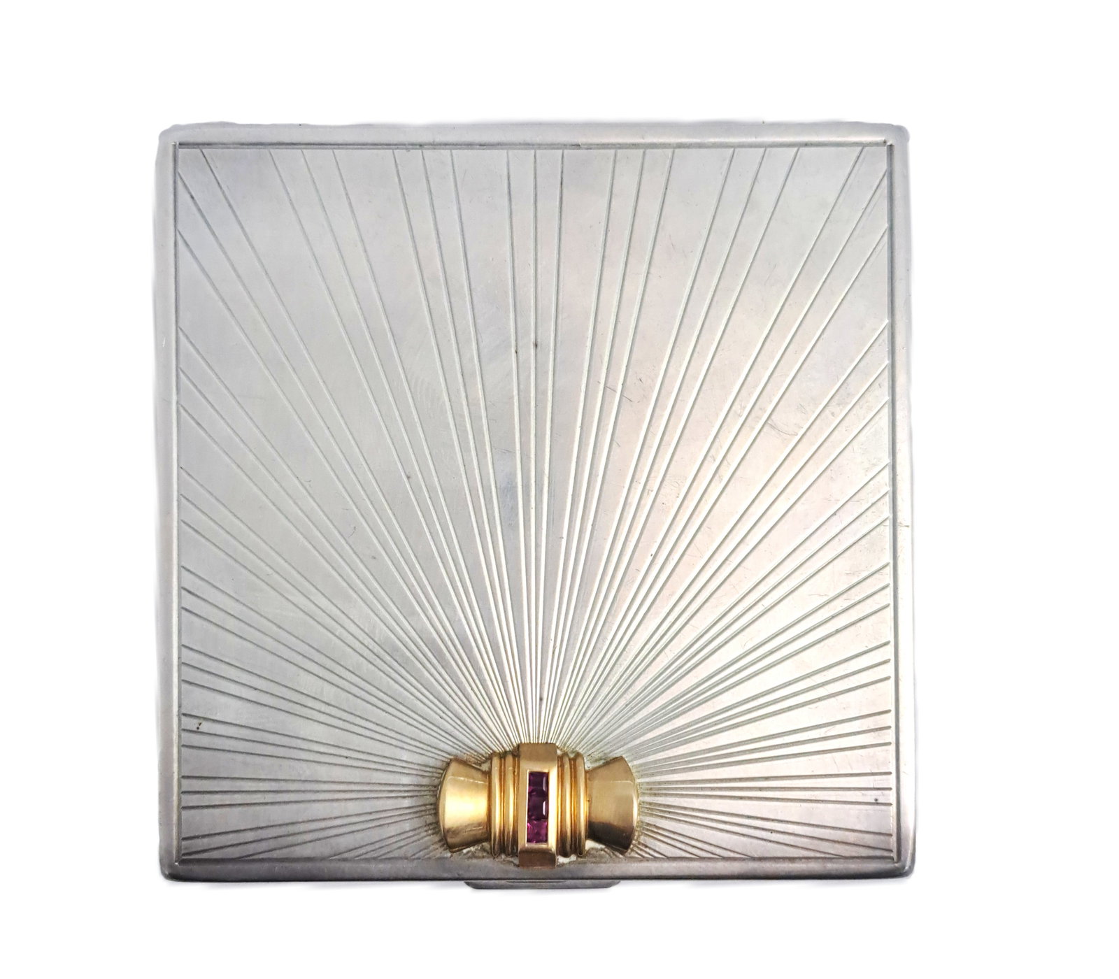 14k Gold Natural Ruby Tiffany & Co Sterling Compact w/ Original Pouch (1 of 7)